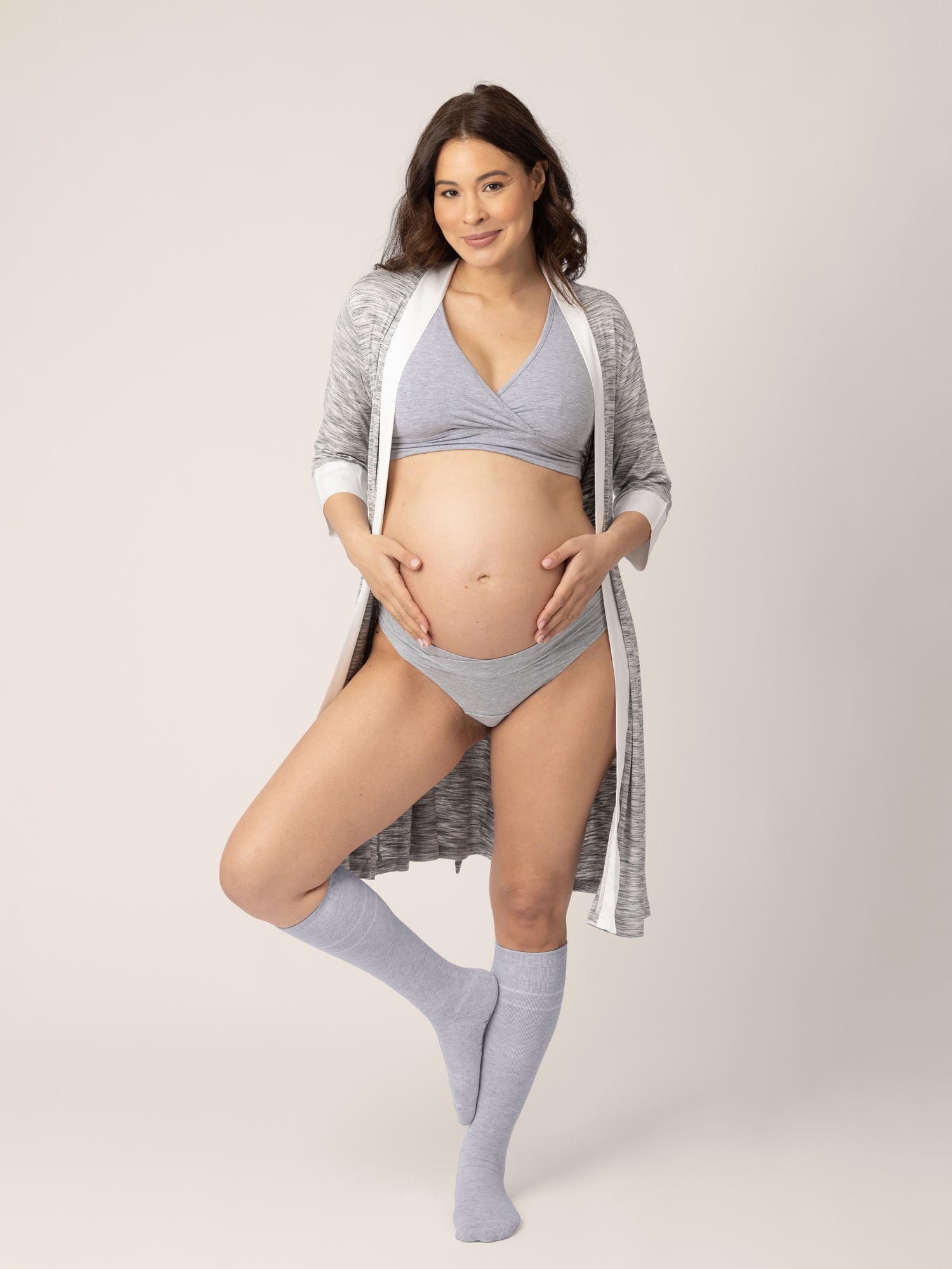 Premium Maternity Compression Socks (2-pack) | Soft Pink & Grey Heather