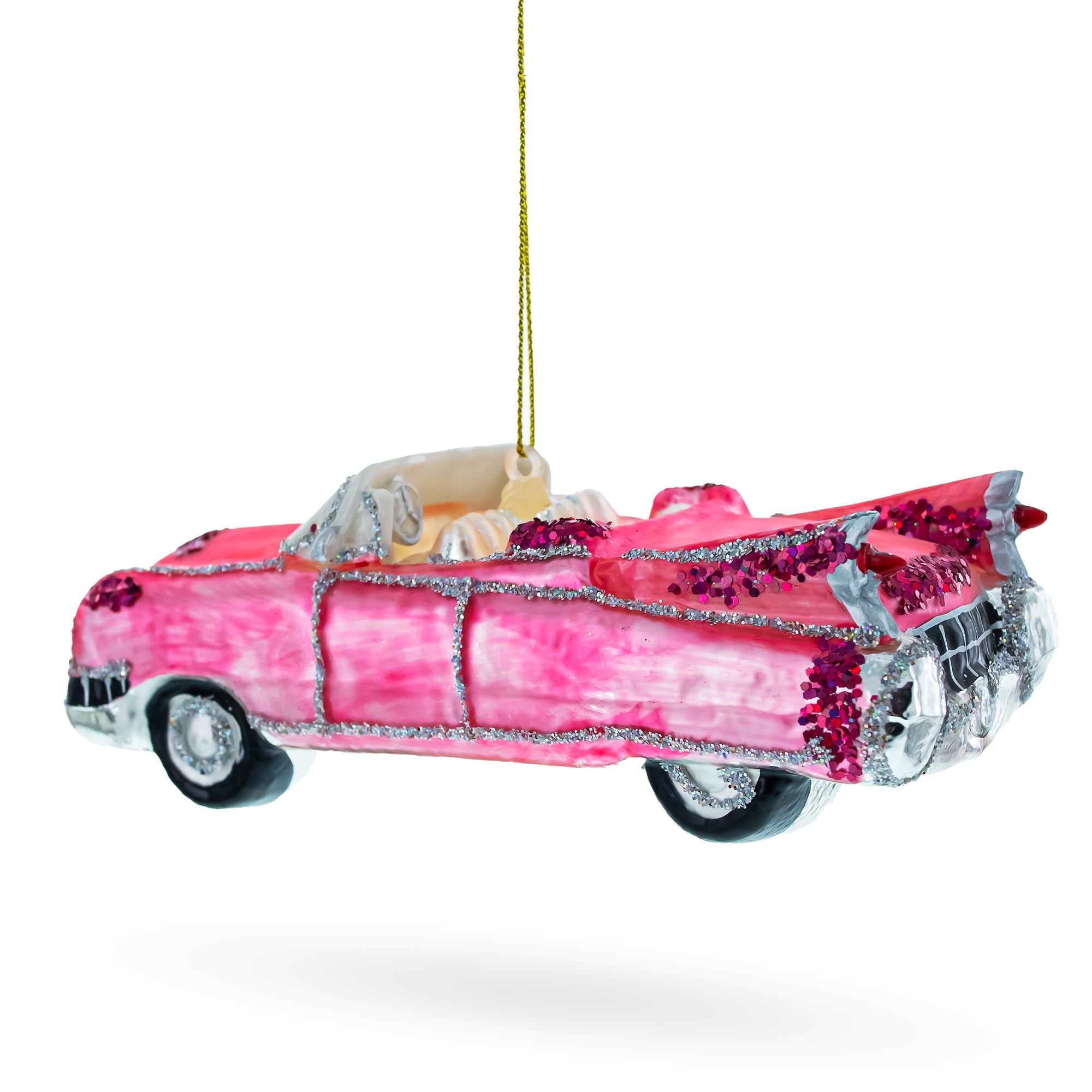 Classic Convertible Retro Car - Blown Glass Christmas Ornament