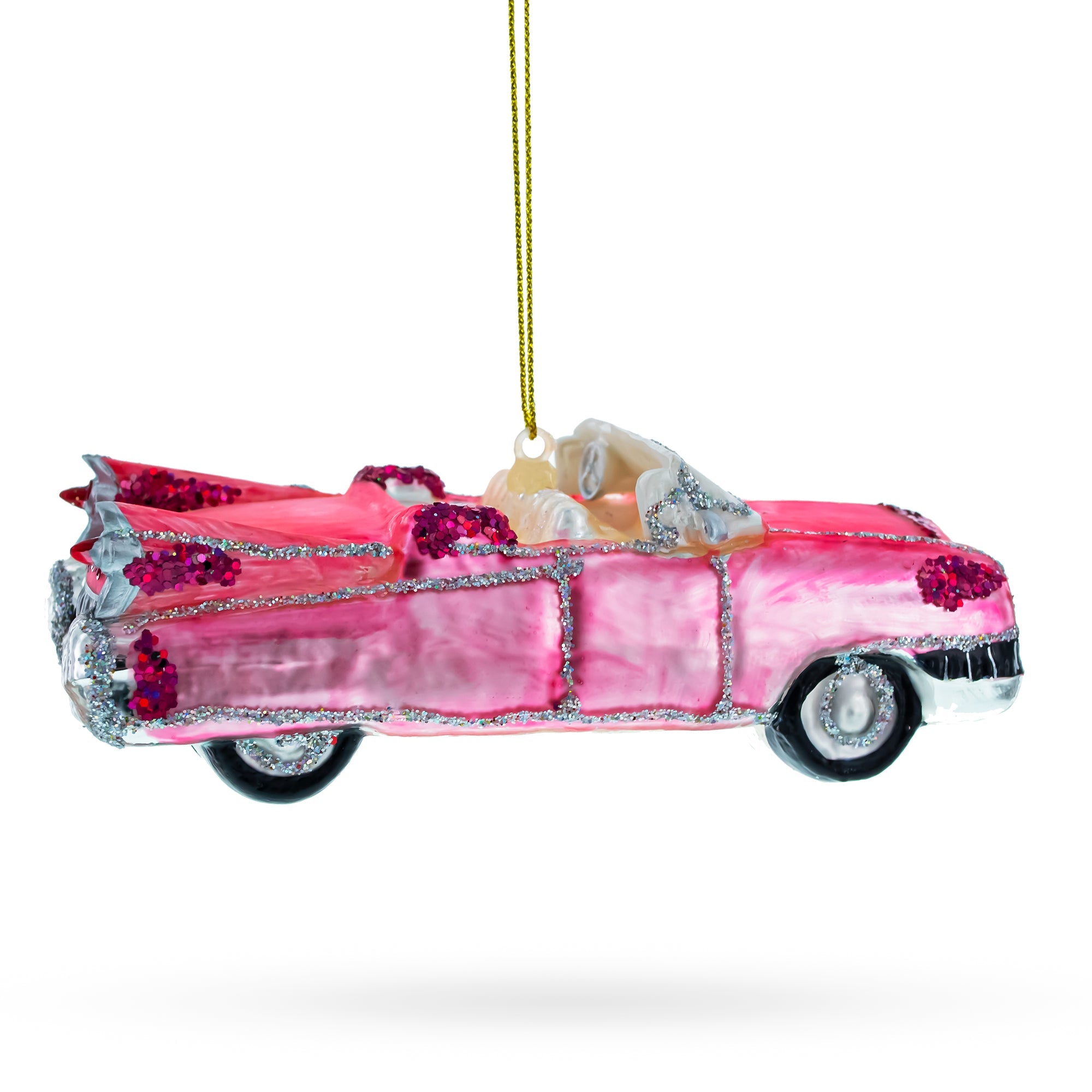 Classic Convertible Retro Car - Blown Glass Christmas Ornament