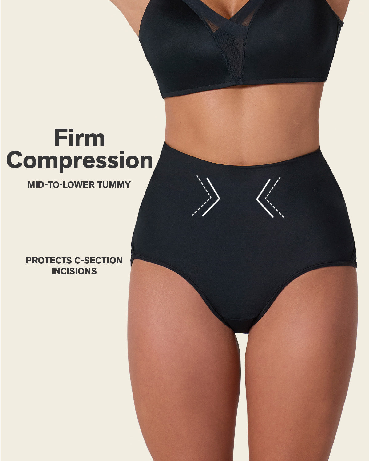 3-pack Firm Compression Postpartum Panties With Adjustable Belly Wrap