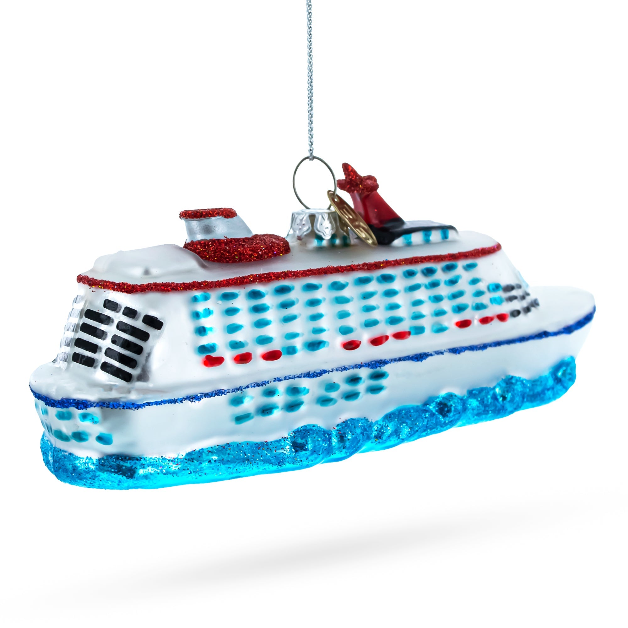 Voyage Aboard A Majestic White Cruise Ship - Blown Glass Christmas Ornament