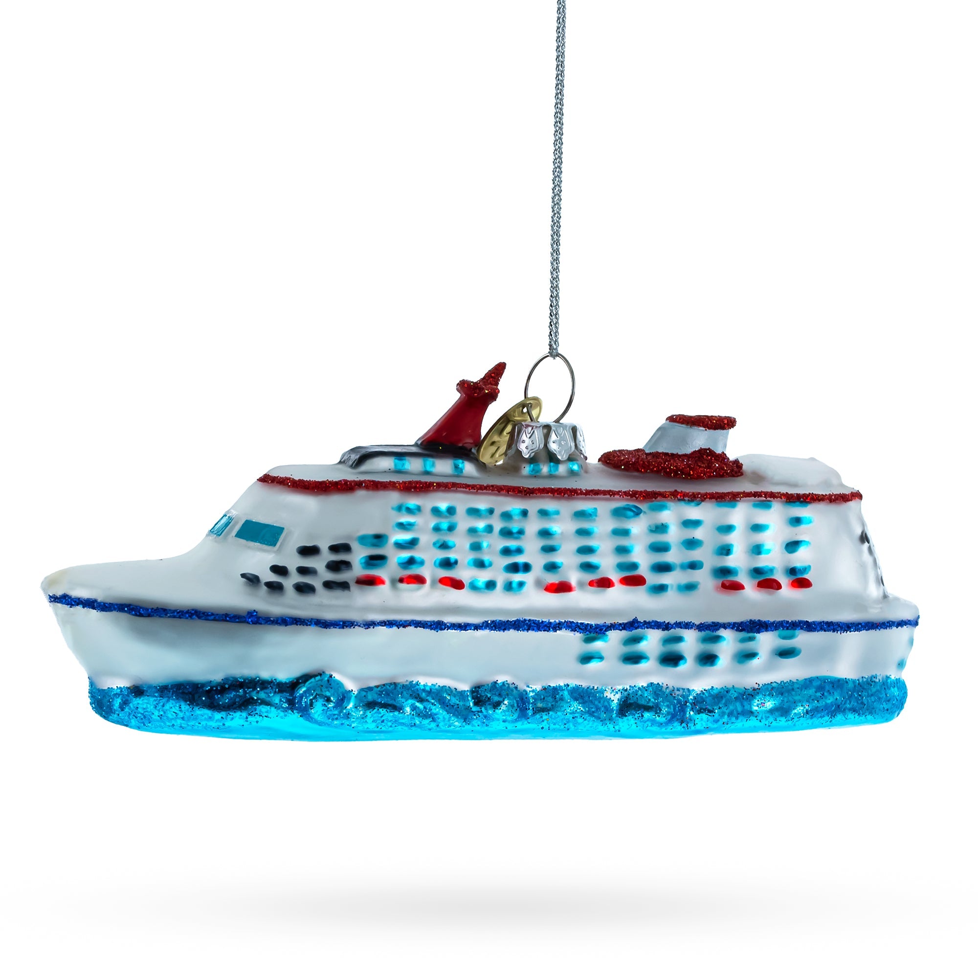 Voyage Aboard A Majestic White Cruise Ship - Blown Glass Christmas Ornament