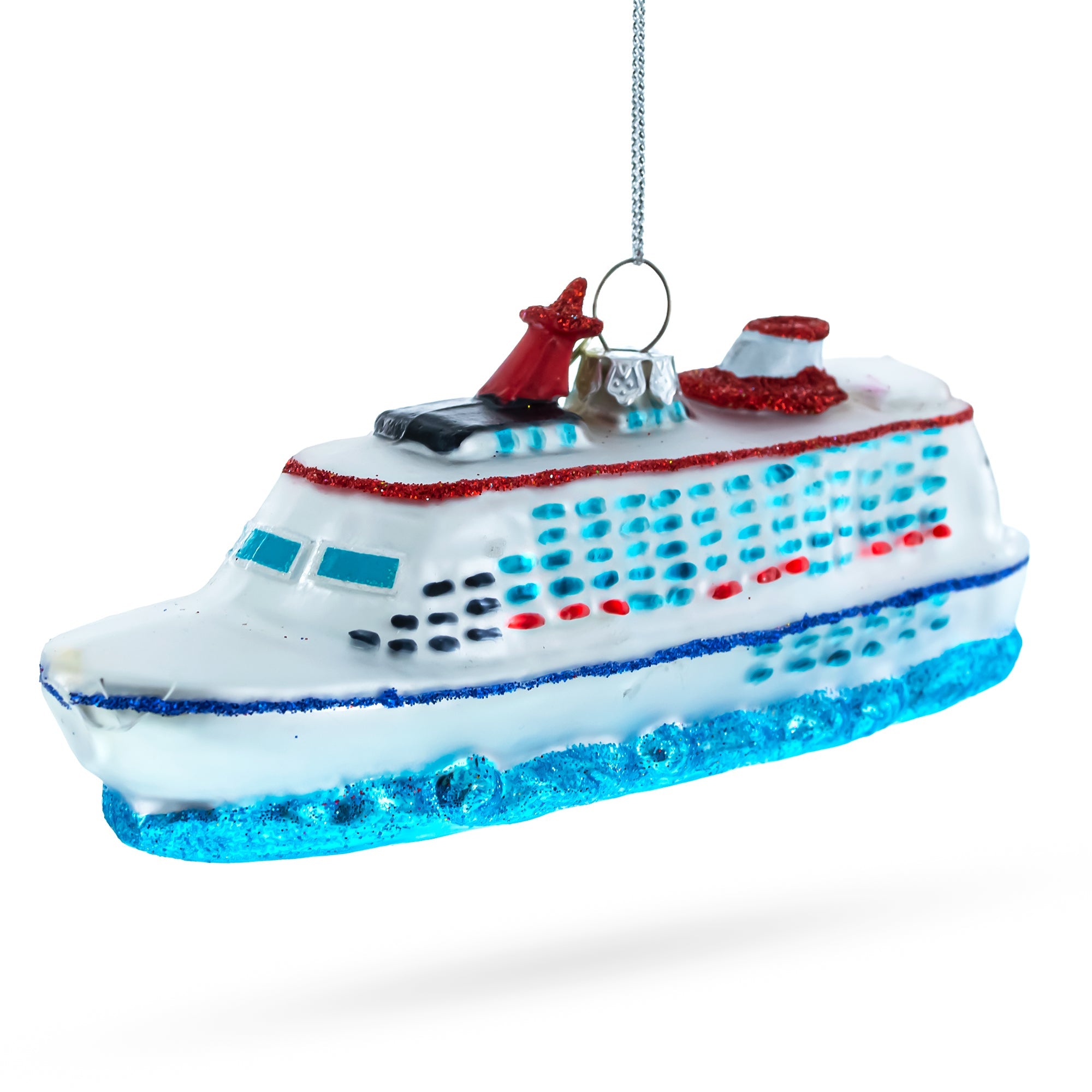 Voyage Aboard A Majestic White Cruise Ship - Blown Glass Christmas Ornament