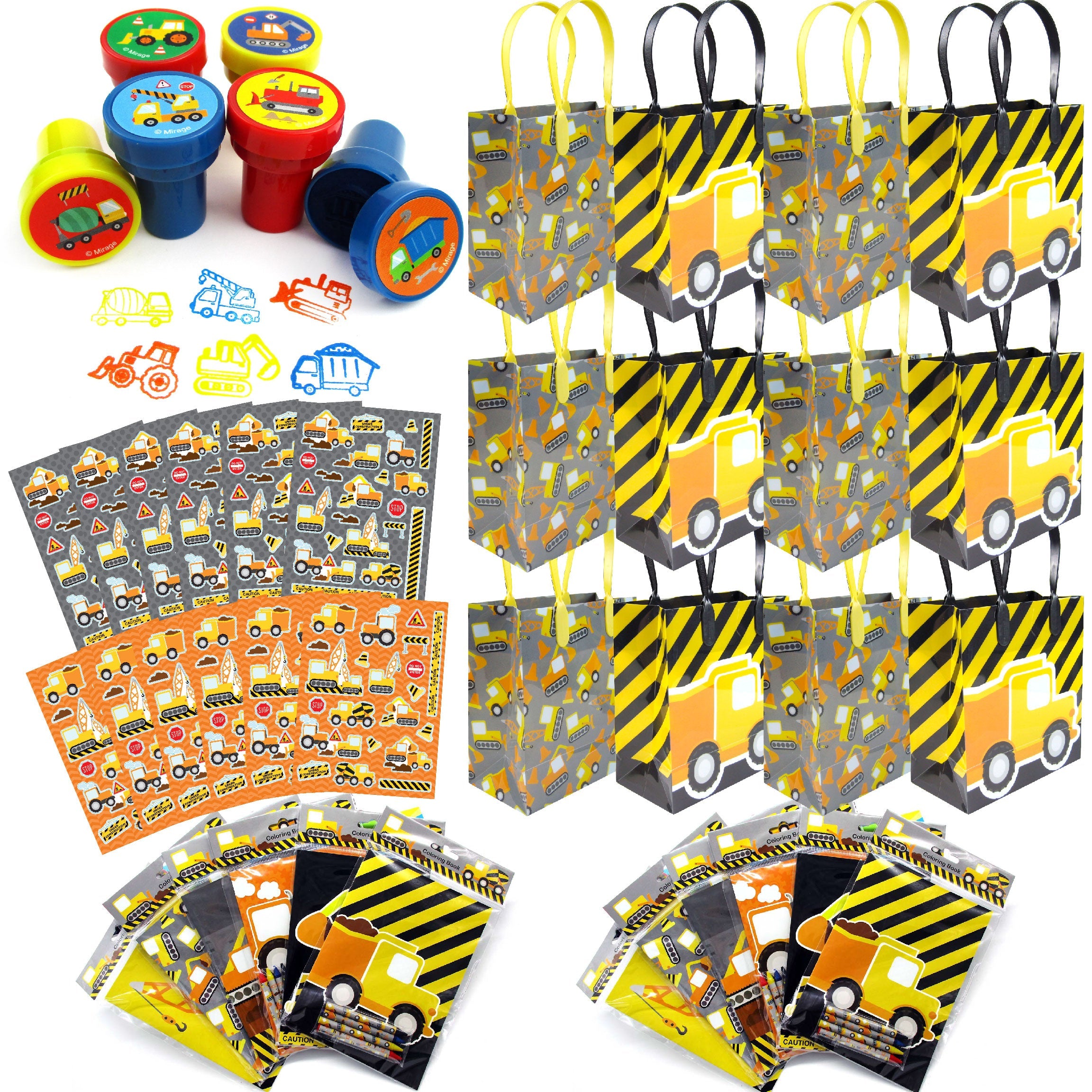 Construction Trucks Party Favor Bundle For 12 Kids