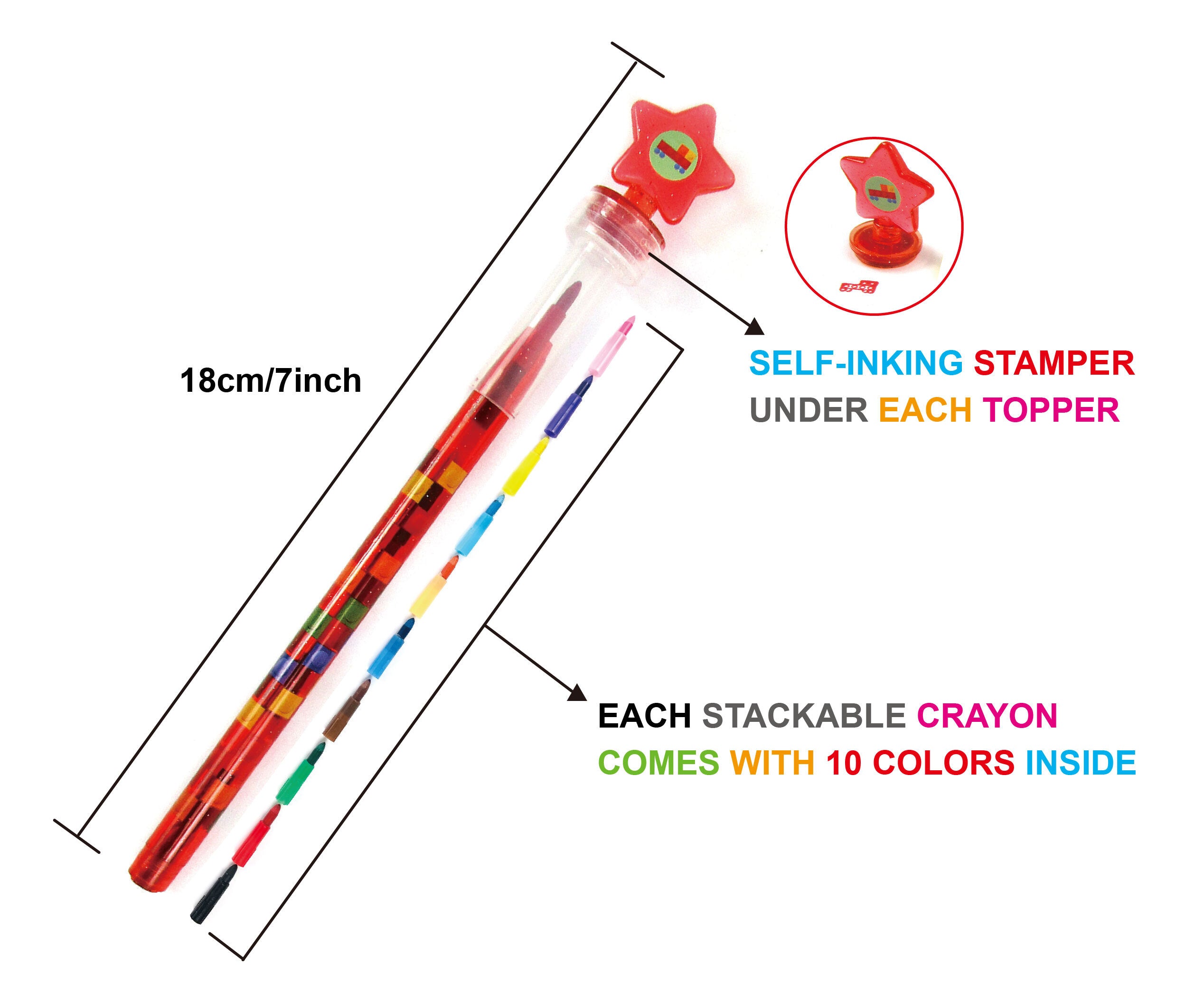 Brick Stackable Crayon With Stamper Topper