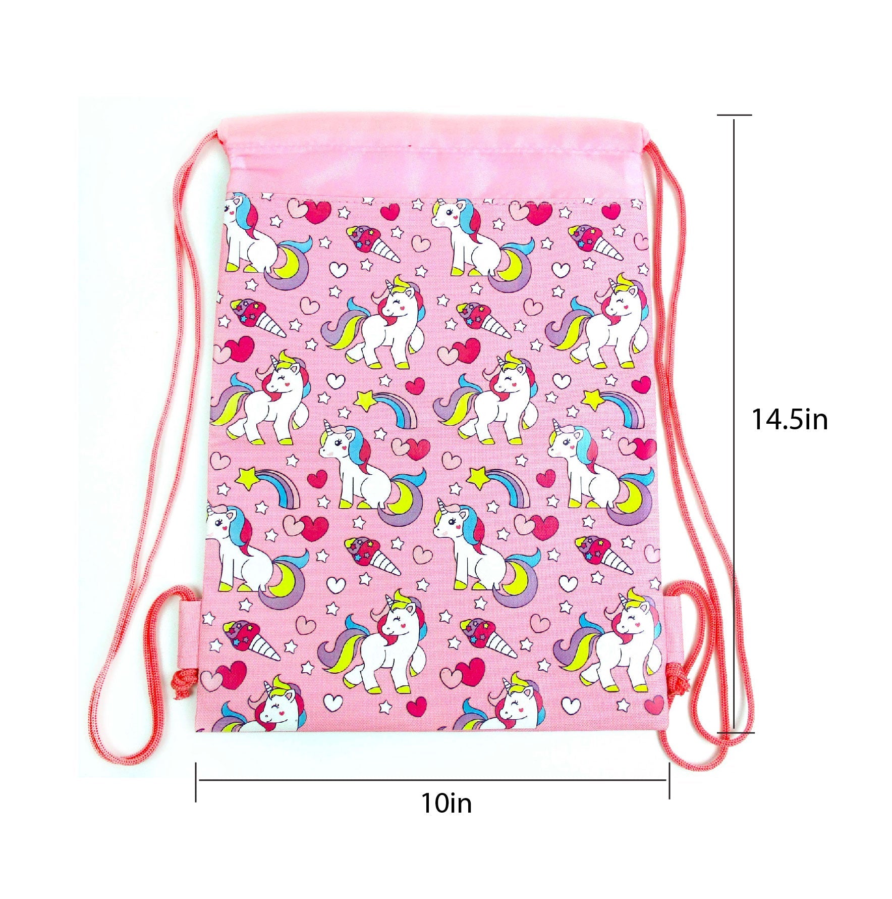 Unicorn Drawstring Backpack With Wristlet 2 Piece Set Travel Gym Cheer (pink)
