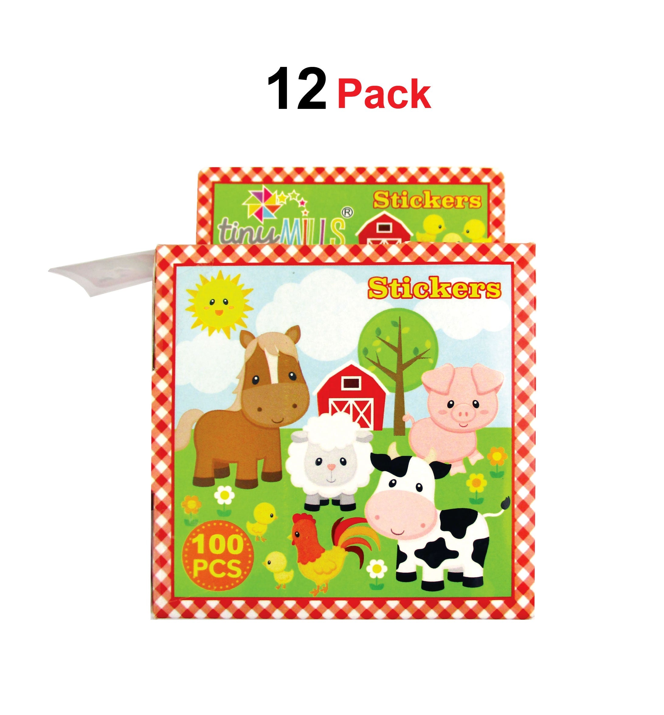 Farm Animals Barnyard Stickers 100 Stickers/dispenser, Pack Of 1 Or 6 Or 12 Dispensers