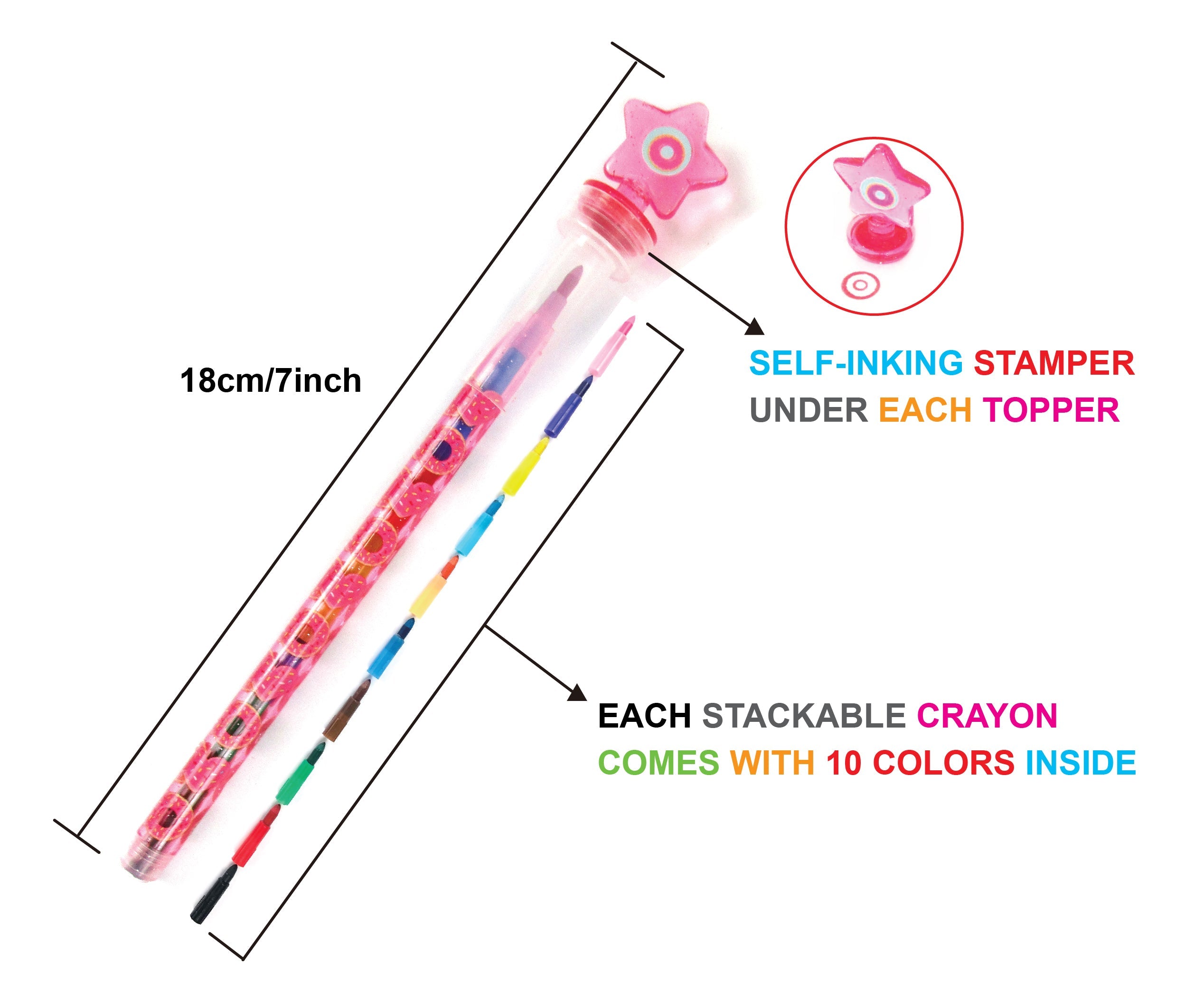 Donuts Stackable Crayon With Stamper Topper