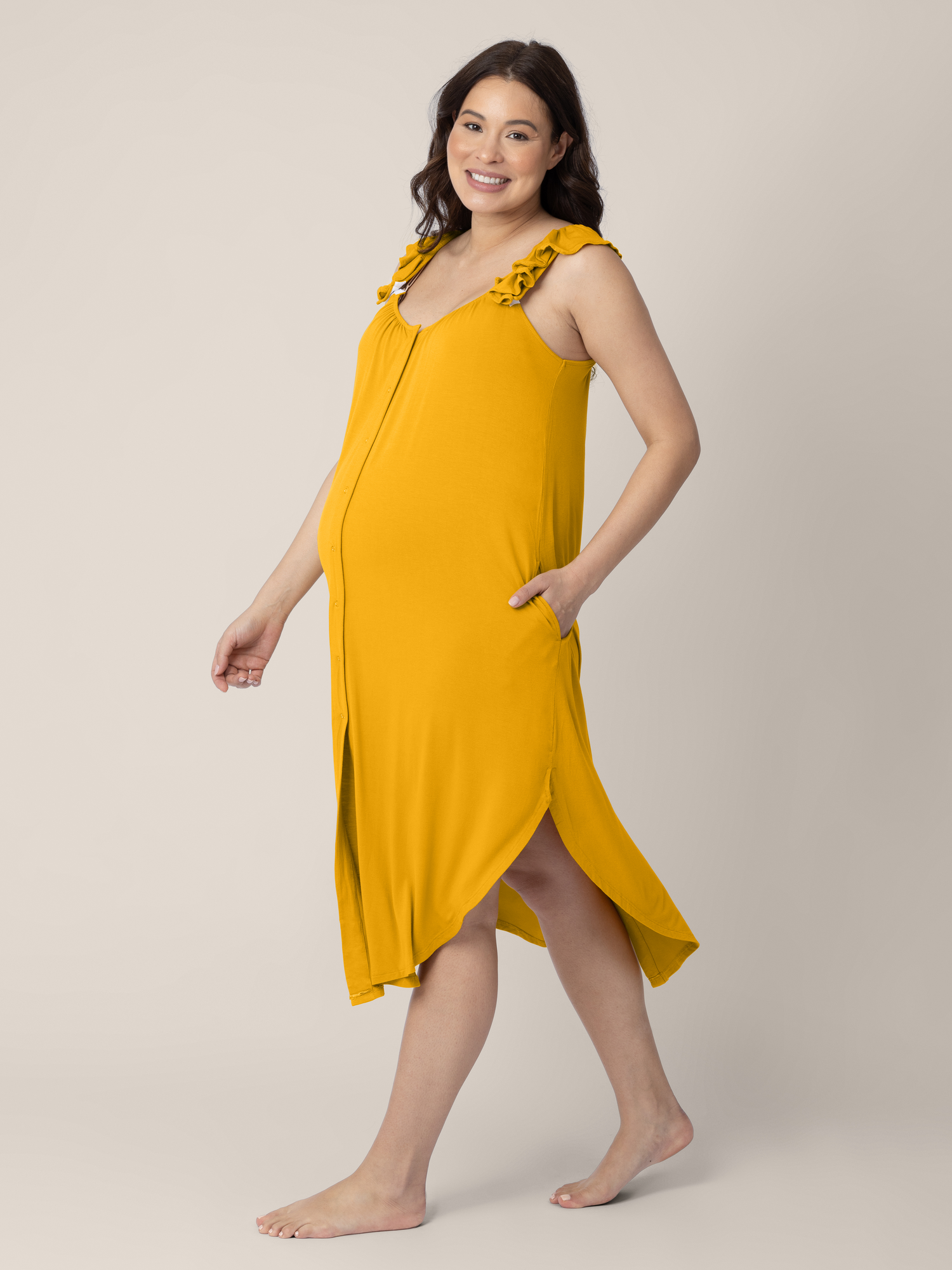 Ruffle Strap Labor & Delivery Gown | Honey