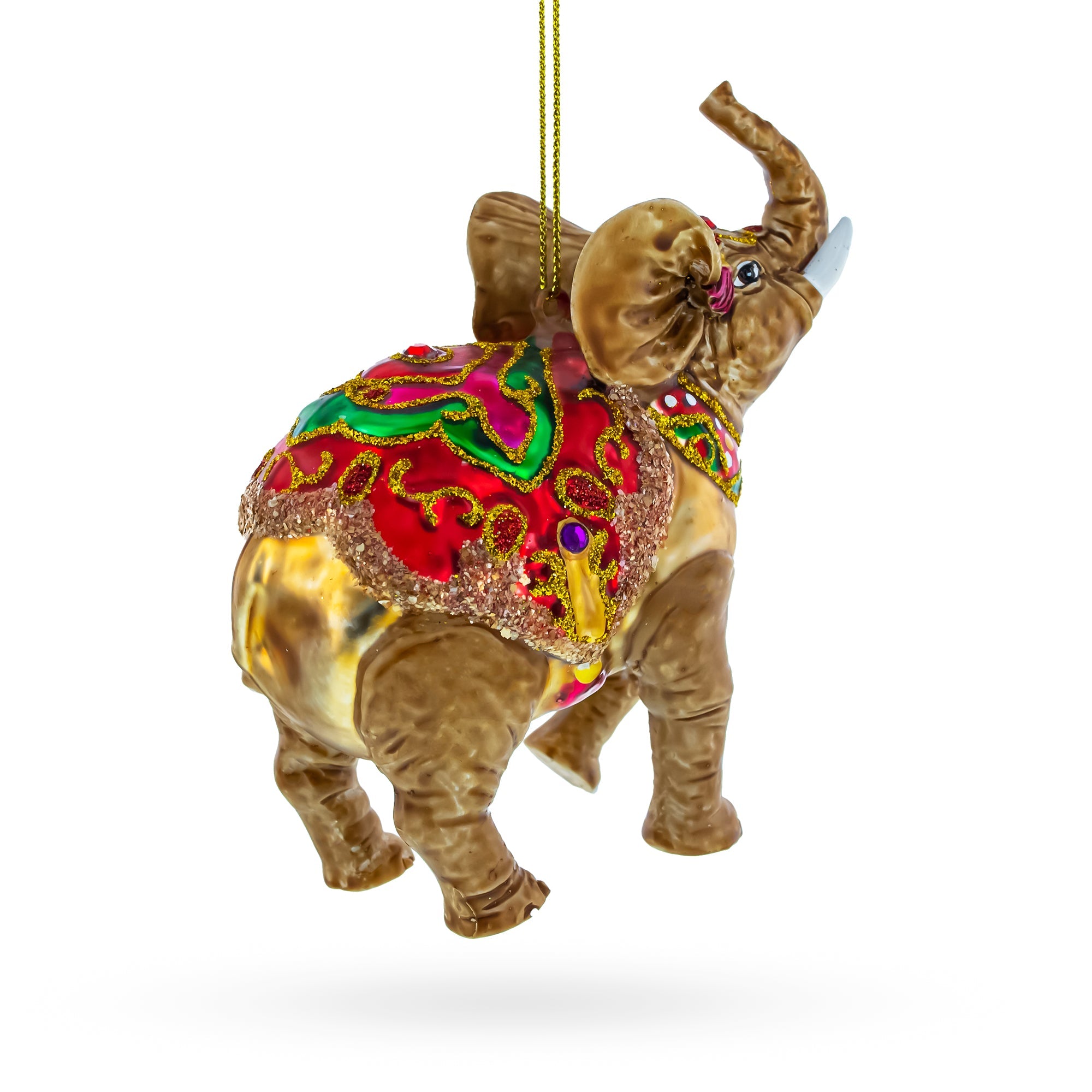 Whimsical Circus Elephant - Blown Glass Christmas Ornament