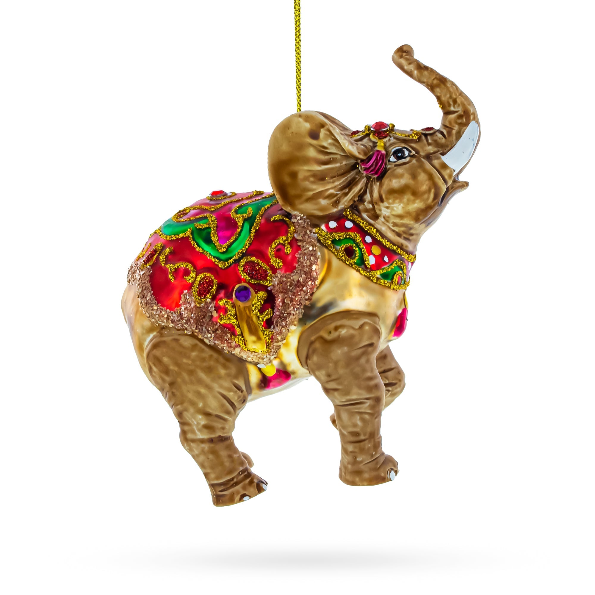 Whimsical Circus Elephant - Blown Glass Christmas Ornament