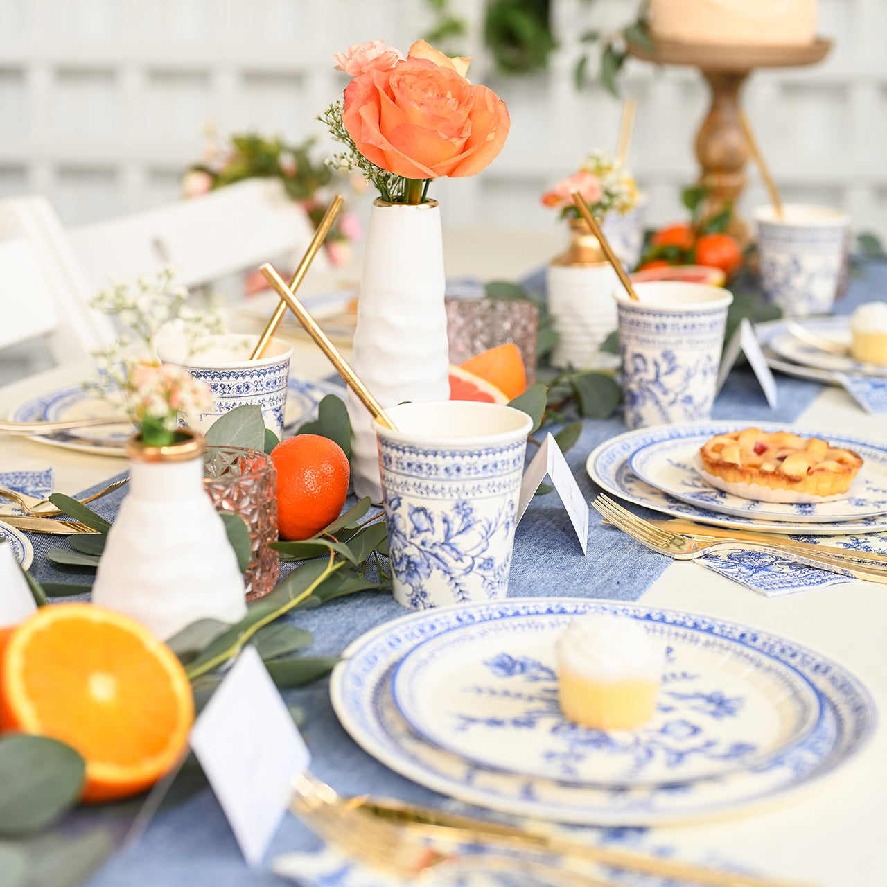 French Toile Cups (10 Per Pack)