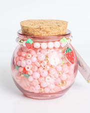 Short & Sweet Pink Letter And Red Strawberry Charm Mini Pink Diy Bead Jar