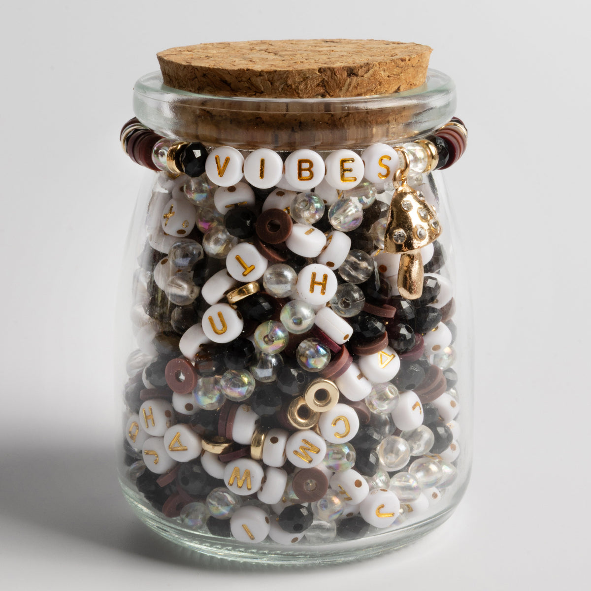 Gold Mushroom Charm Moody Vibes Bead Styles Black White And Gold Beads Diy Jar