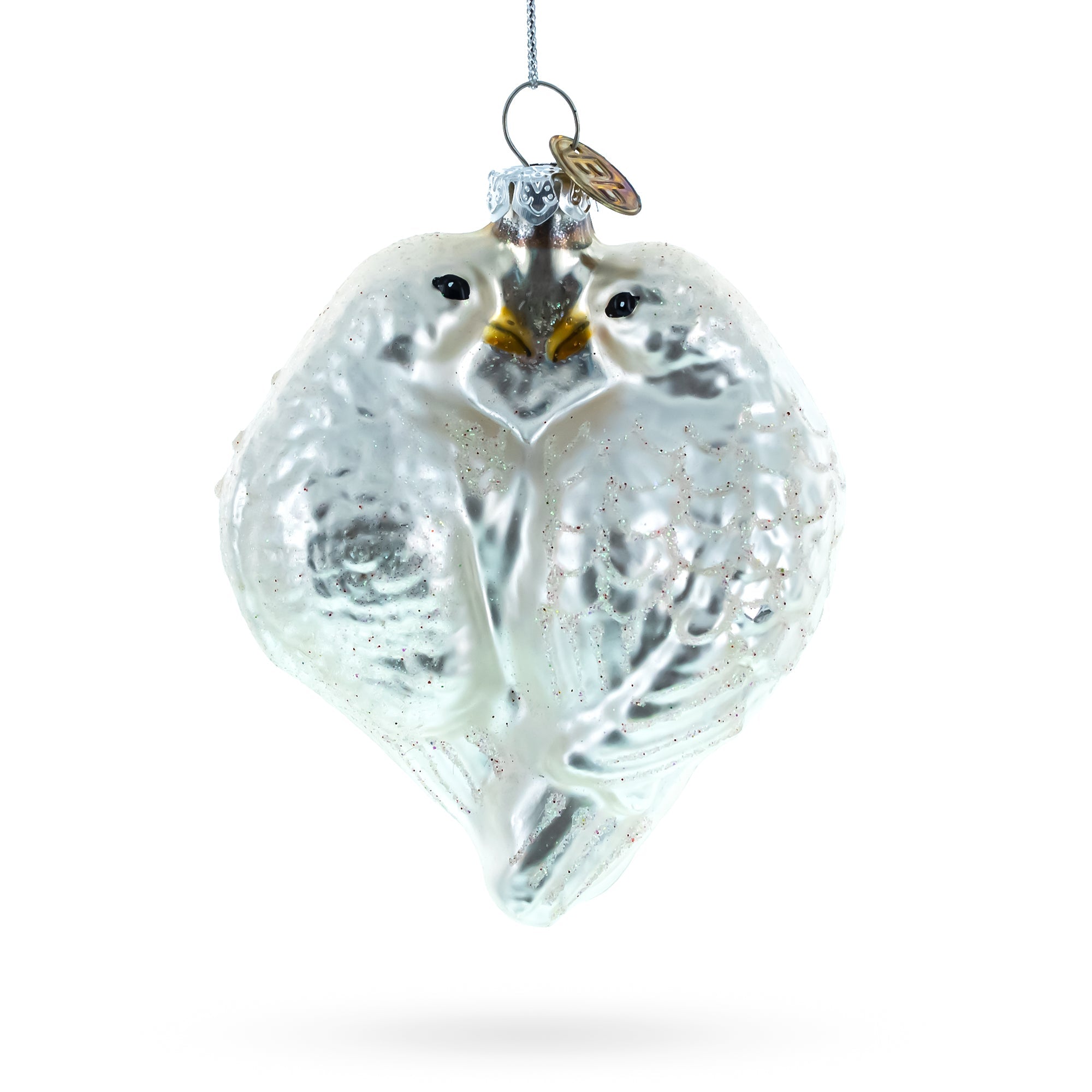 Romantic Two Doves In Heart - Blown Glass Christmas Ornament