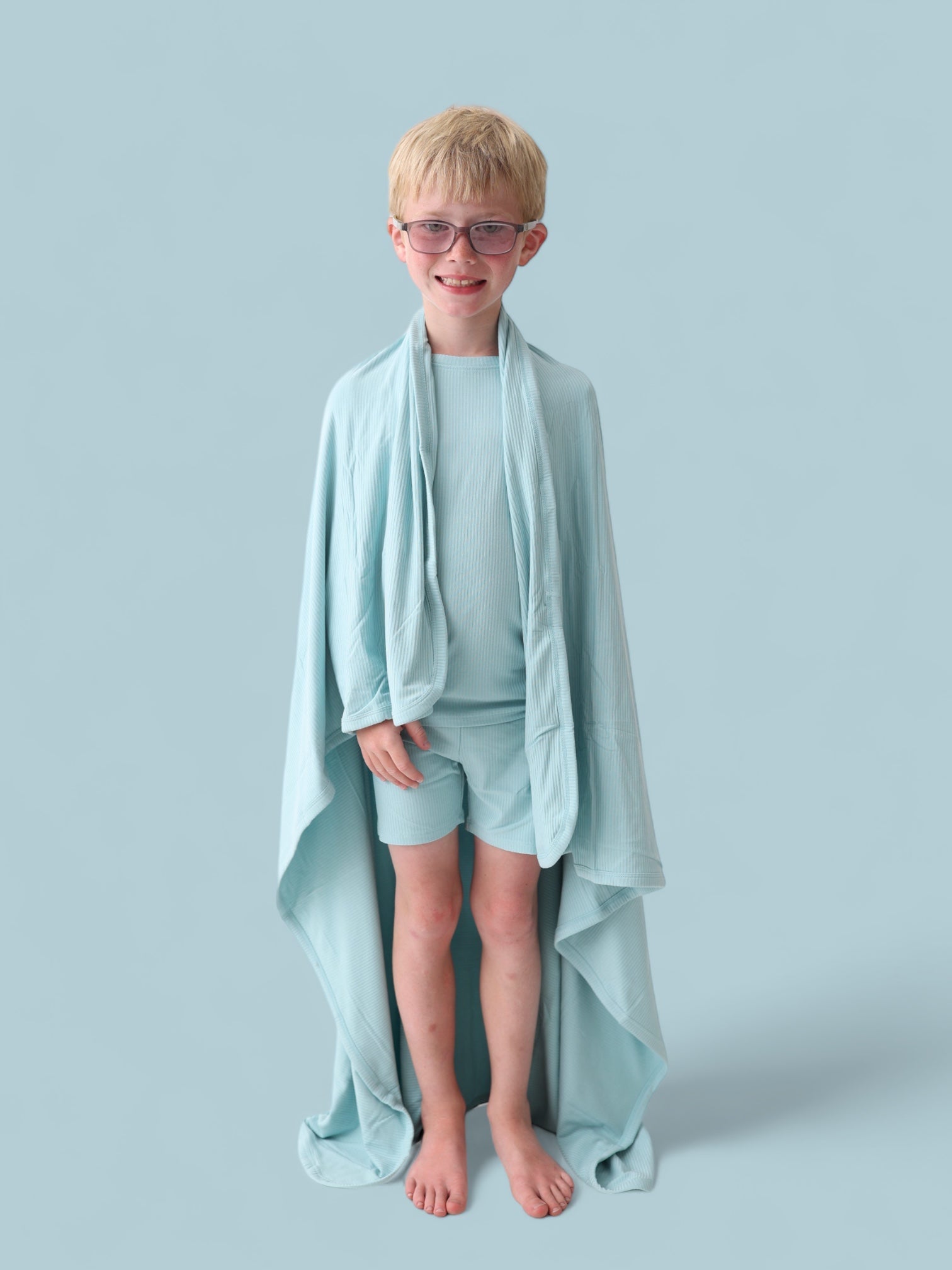 Hazy Blue Rib Dream Short Set