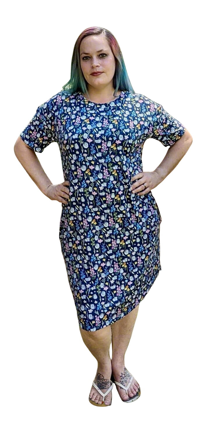 Clawed Meownet Floral Cats Adult Bamboo Sleep Shirt