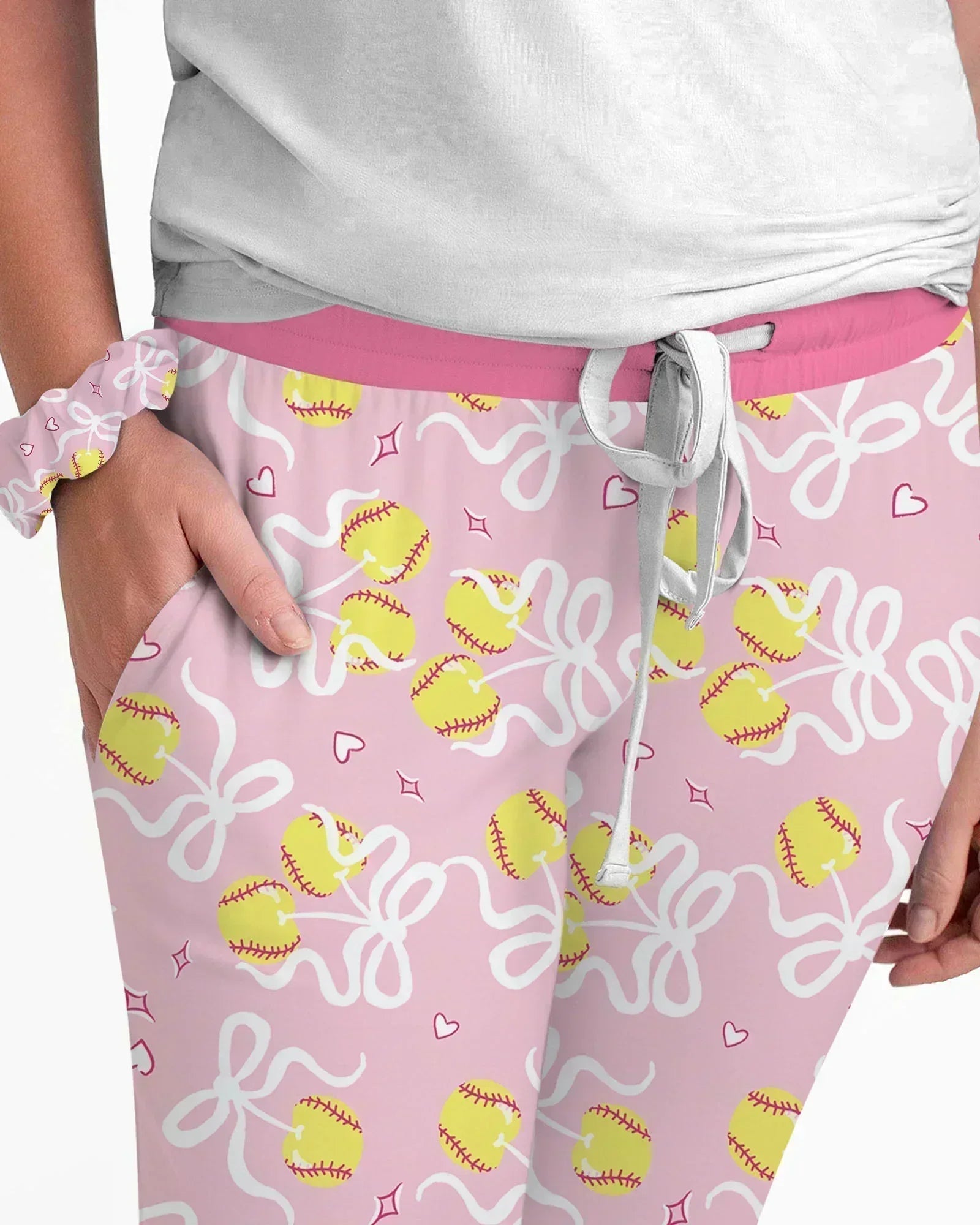 Softball Cherry Mom And Girl Matching Bamboo Women Pajama Set
