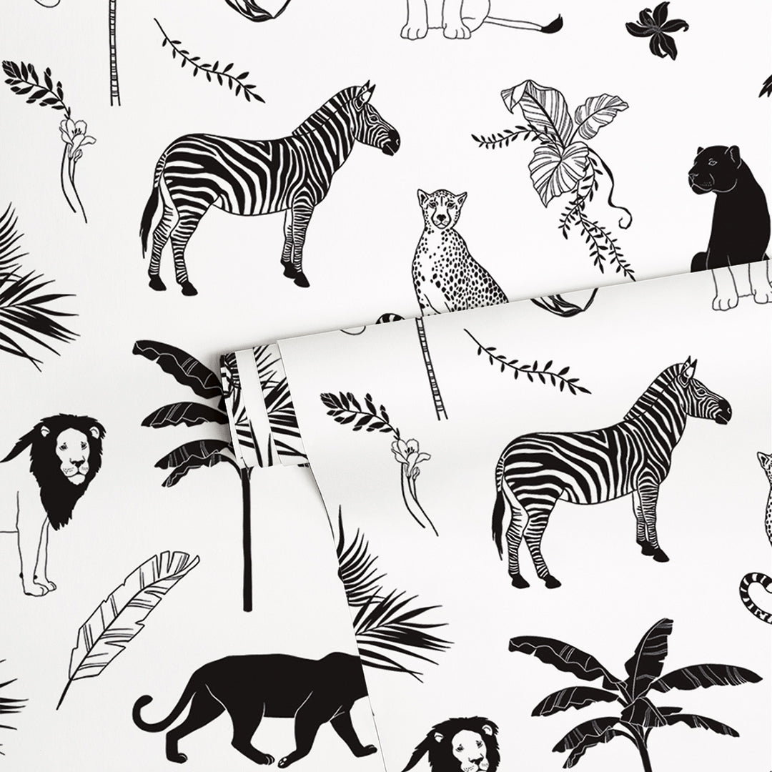 Black Majik - Children's Wallpaper - Savannah Animal Motif