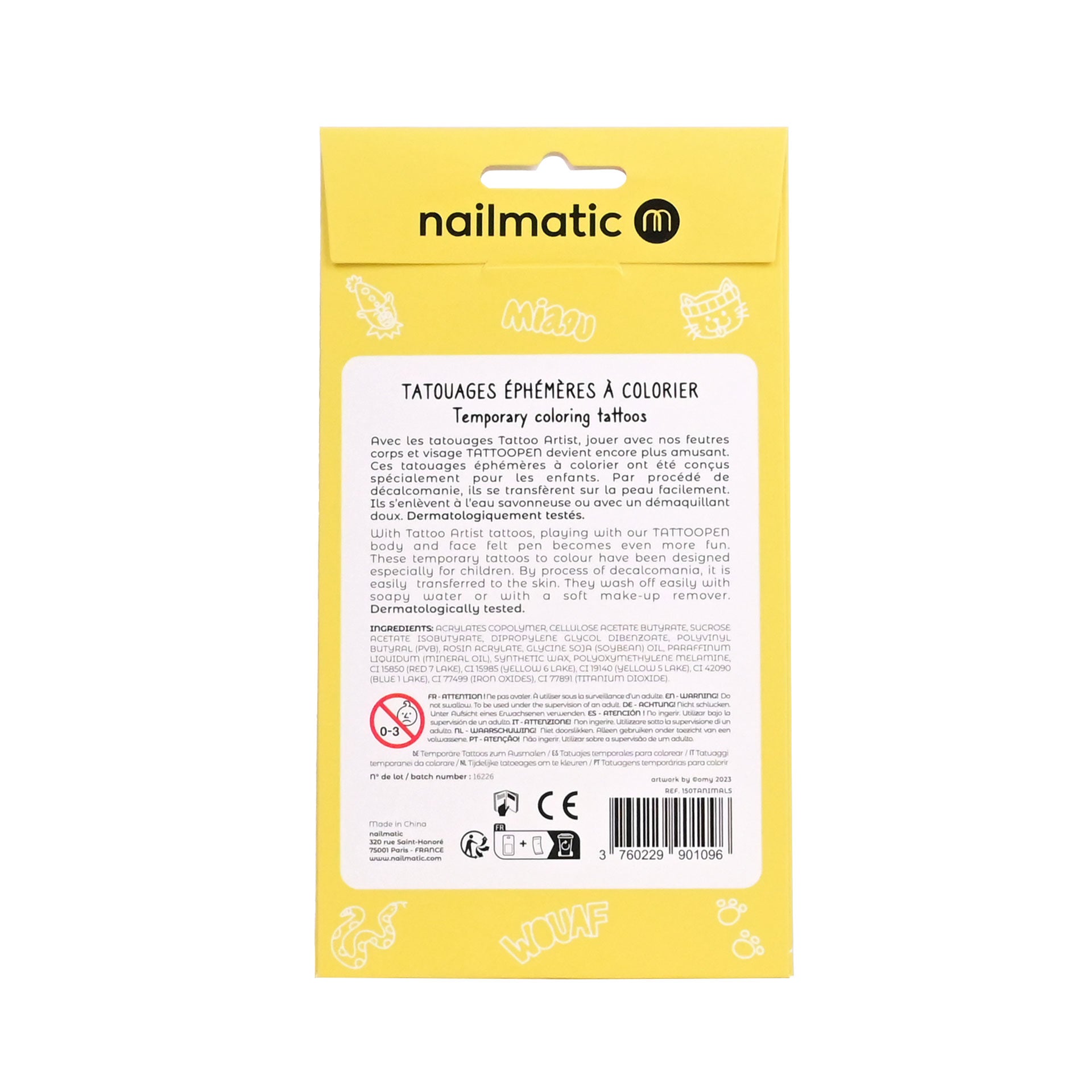 Temporary Coloring Tattoos - Animals