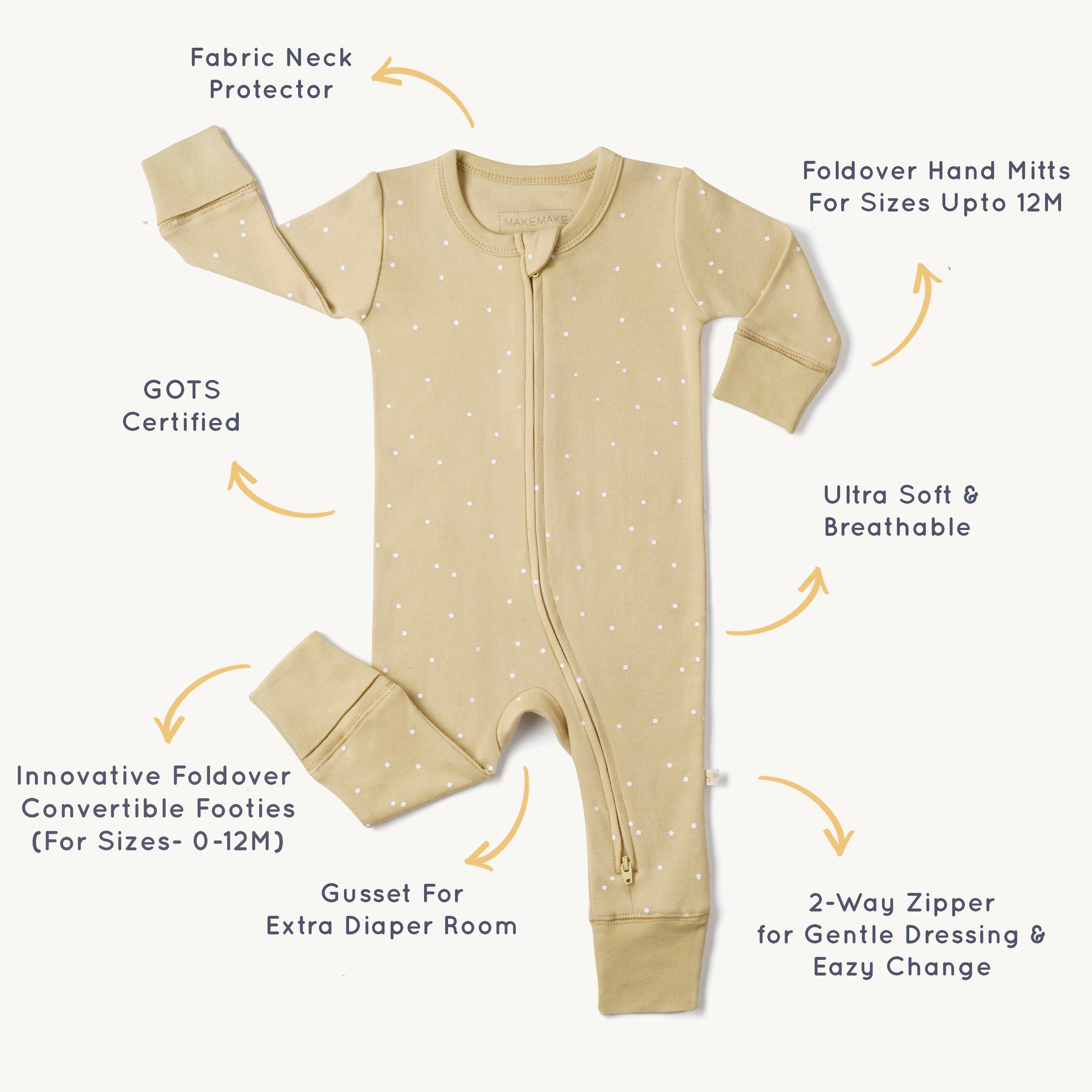 Organic 2-way Zip Romper - Yellowstone