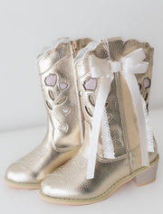 Sweetheart Bow Cowgirl Boots- Gold