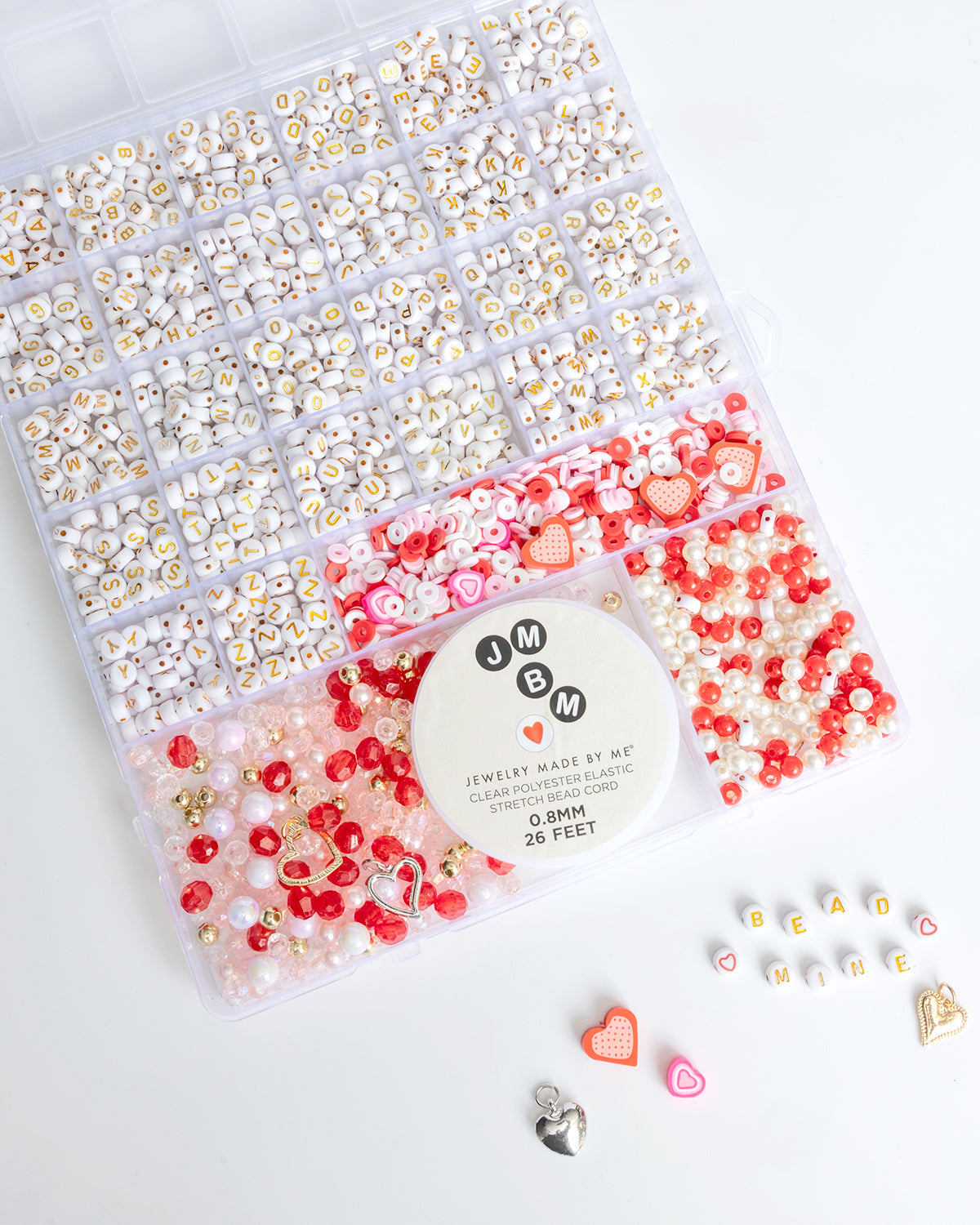 Extra Large Red, Pink, Gold, And Pearl Valentine Diy Bead Box