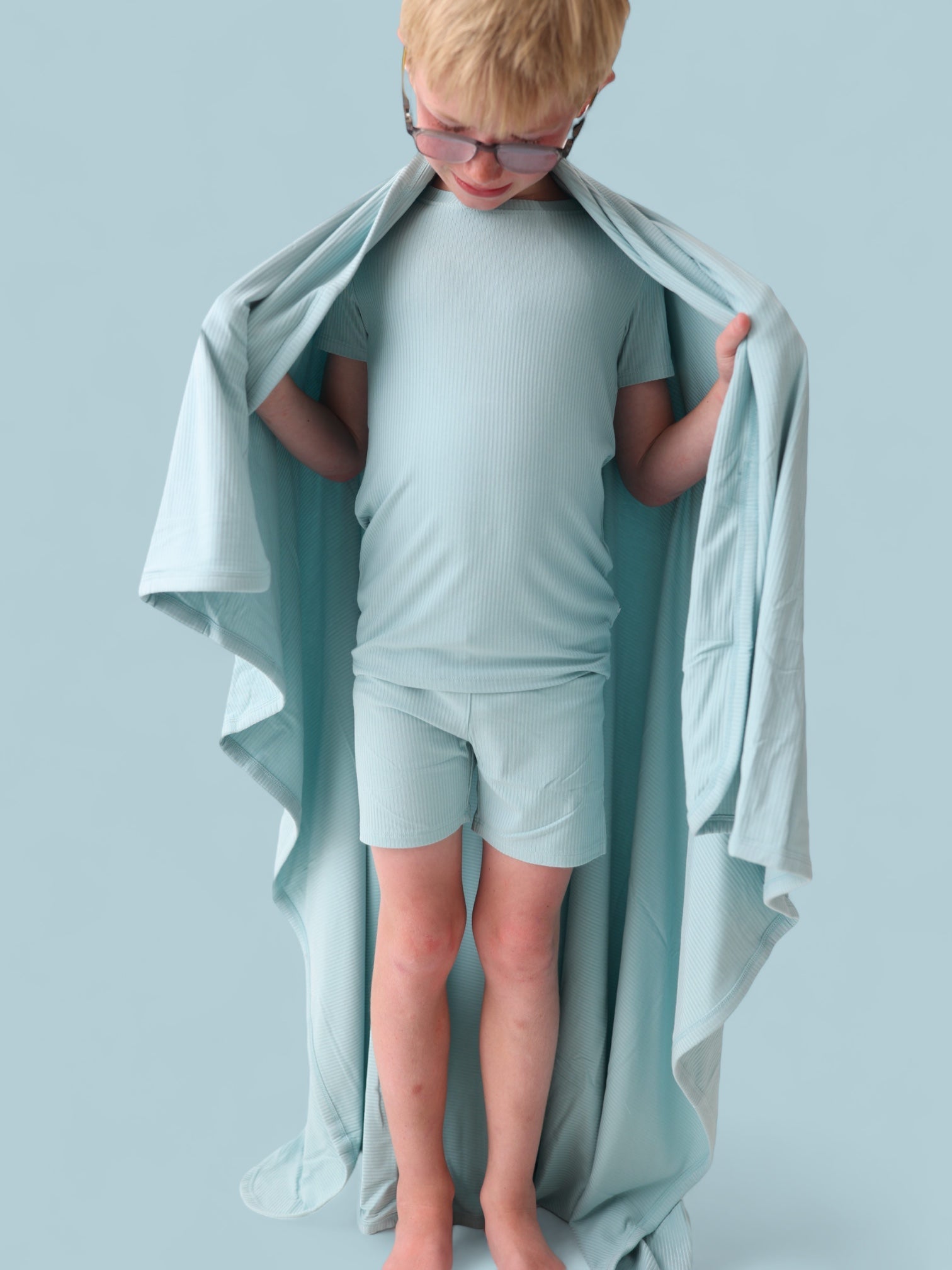 Hazy Blue Rib Dream Short Set