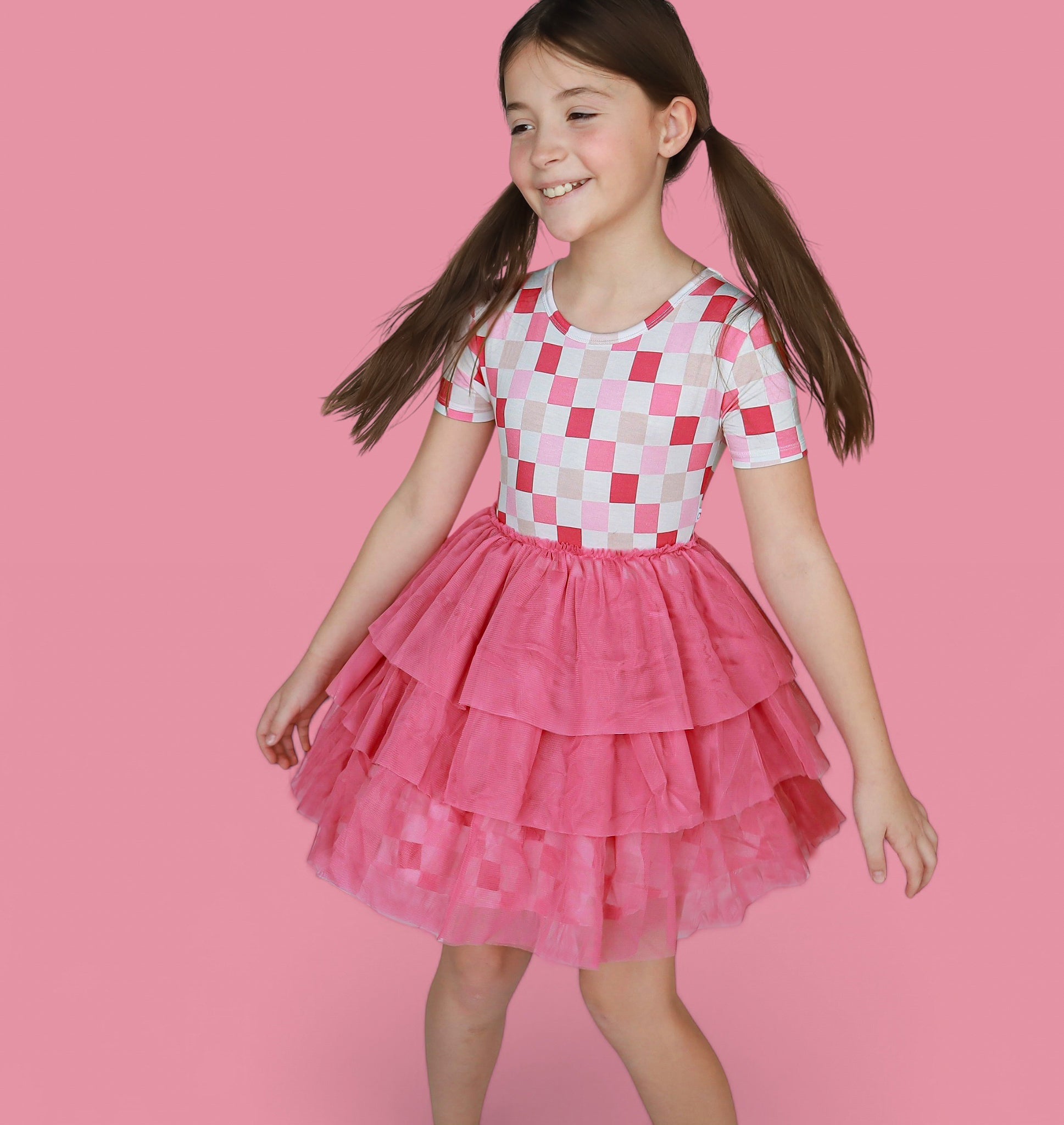 Dreamy Pink Checkers Dream Tutu Dress