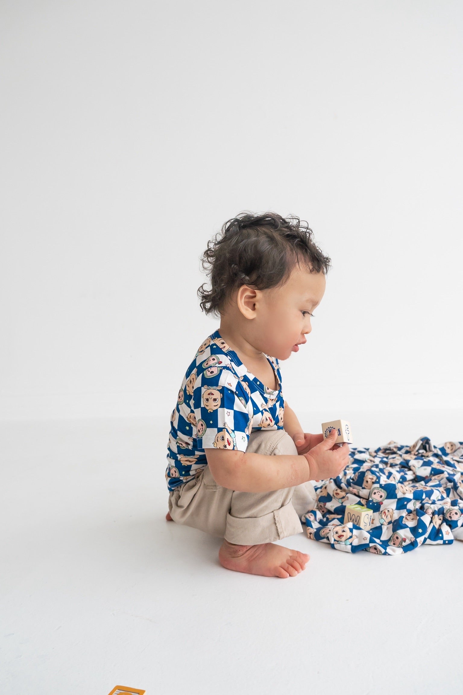 Dream Big Little Co X Cocomelon Jj Starry Night Checkers Dream Pocket Tee