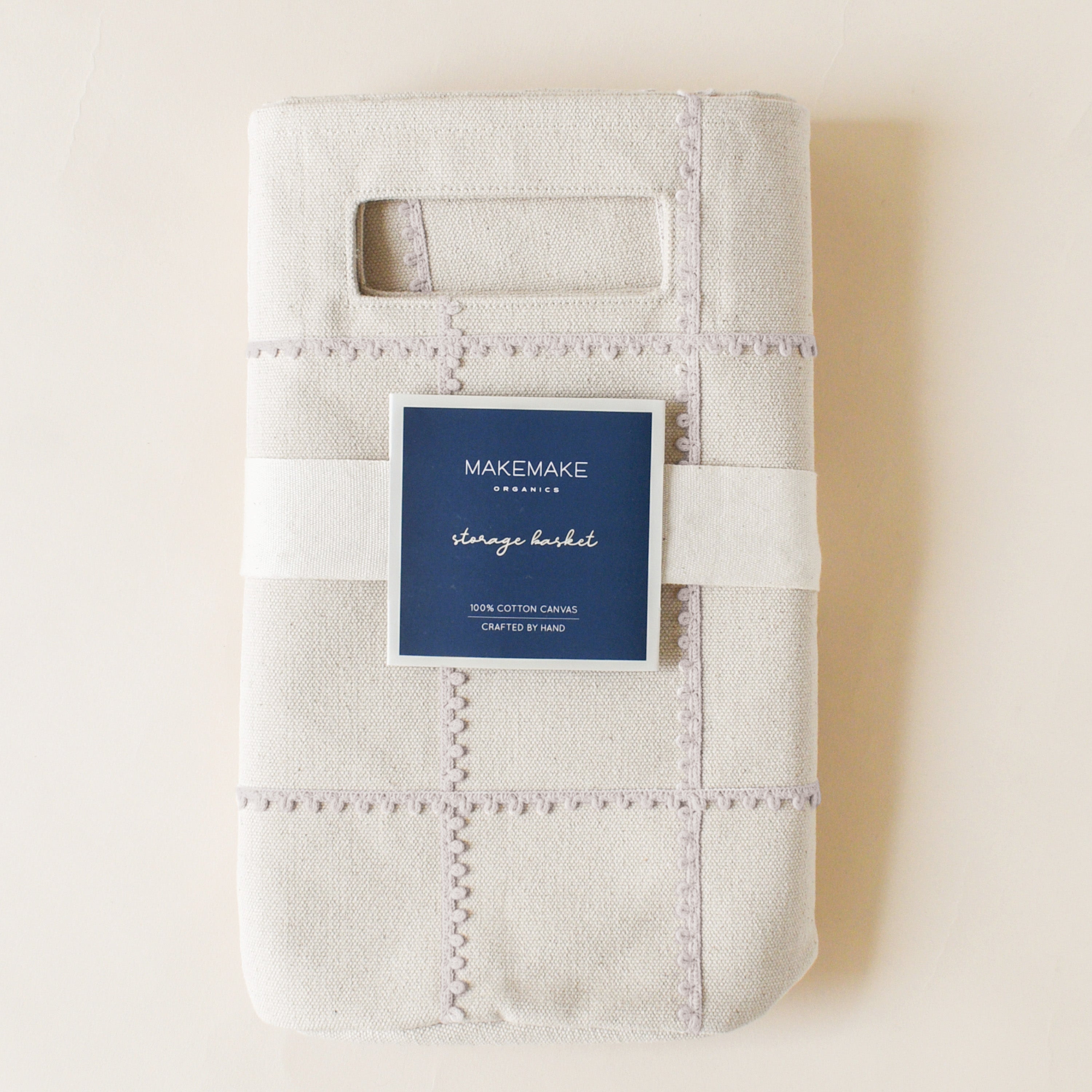 Handmade Canvas Storage Basket Lace - Taupe