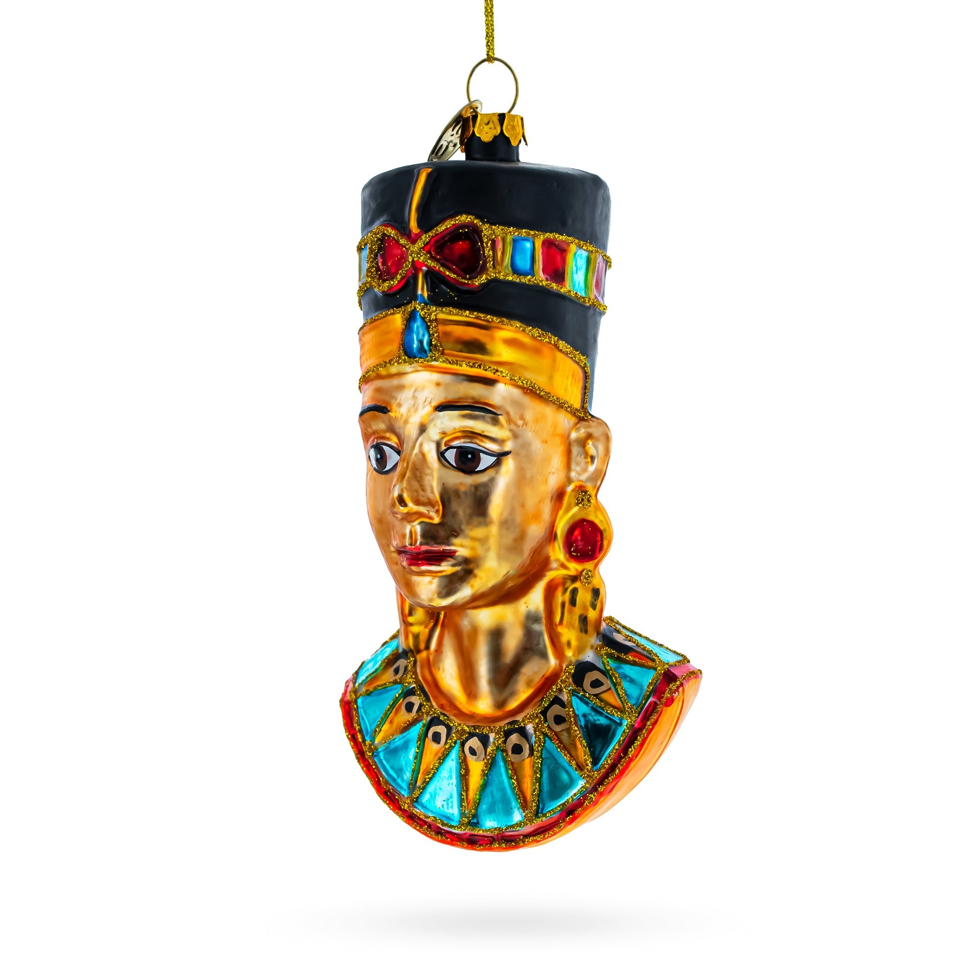 Regal Egyptian Queen Nefertiti - Blown Glass Christmas Ornament