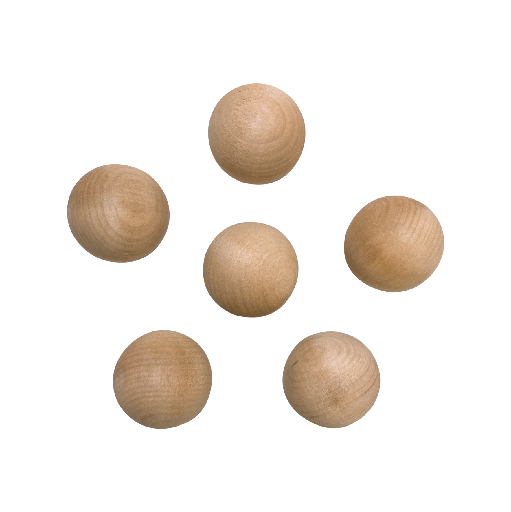 6 Pcs Wooden Balls In Natural Color Diameter 1.8 Inches
