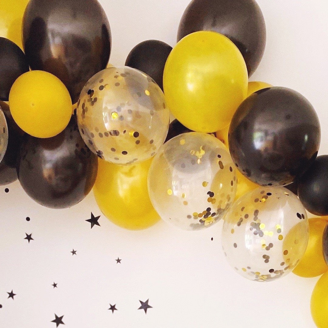 Black And Gold Balloon Garland Kit