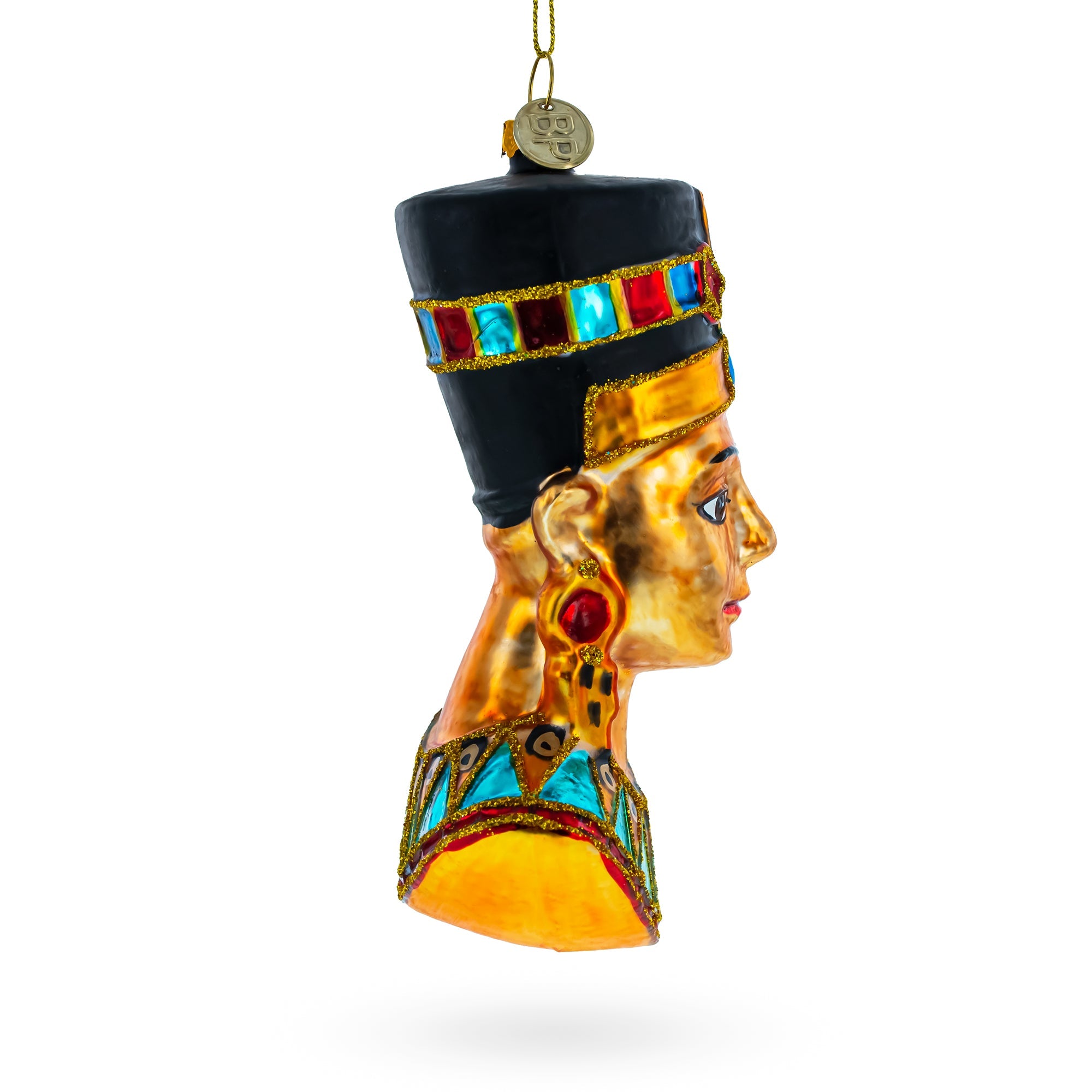 Regal Egyptian Queen Nefertiti - Blown Glass Christmas Ornament