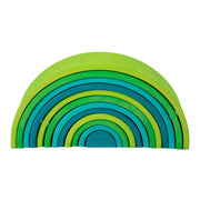 12 Pcs Stained Large Basswood Rainbow Stacking Blocks Meadow Green