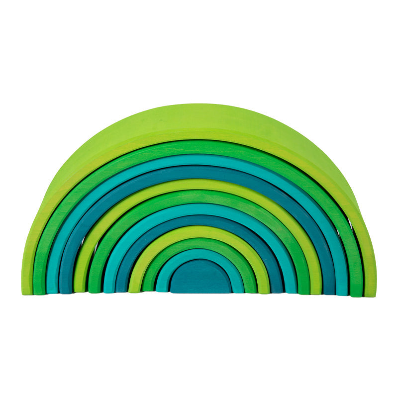 12 Pcs Stained Large Basswood Rainbow Stacking Blocks Meadow Green