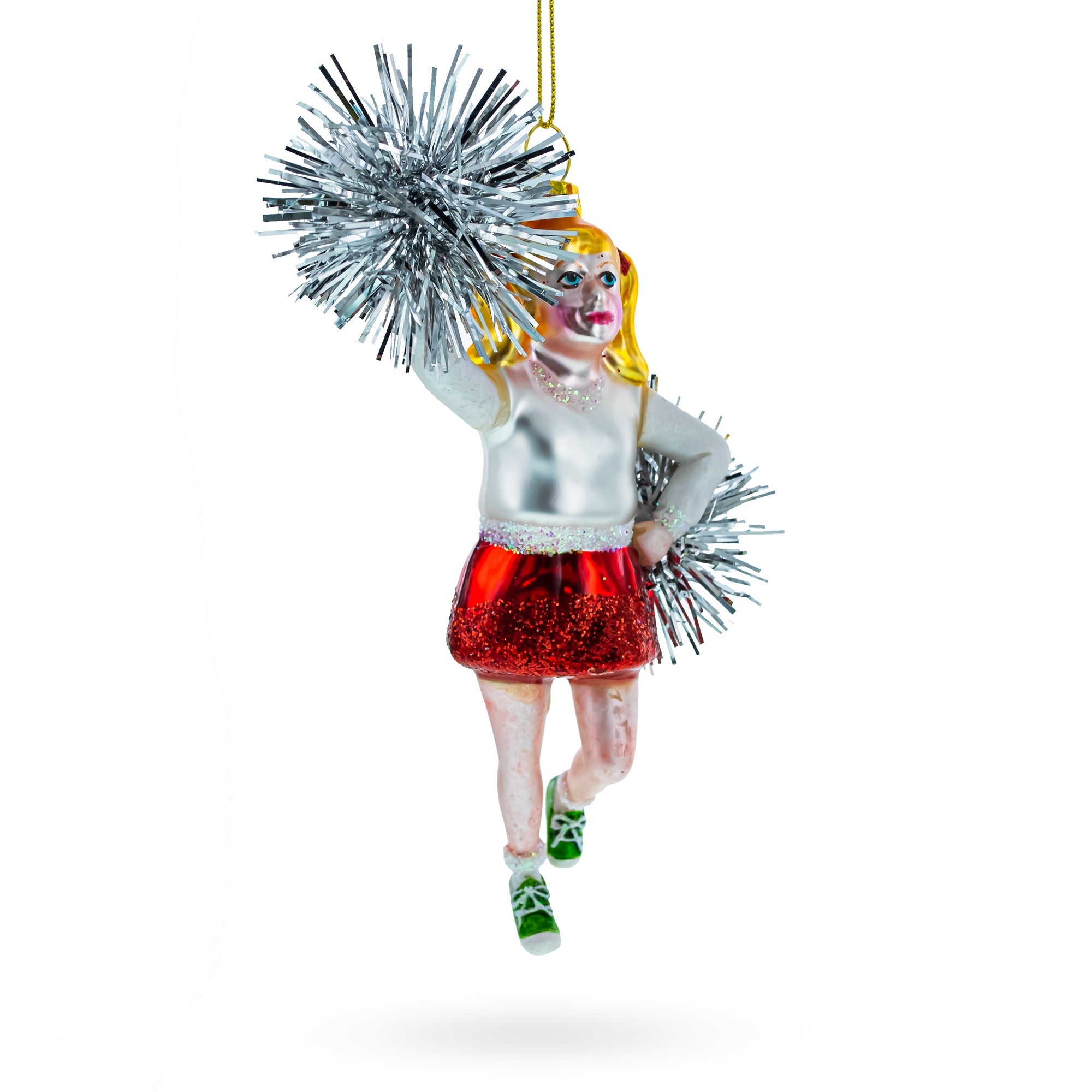 Spirited Spirit: Energetic Cheerleader - Blown Glass Christmas Ornament