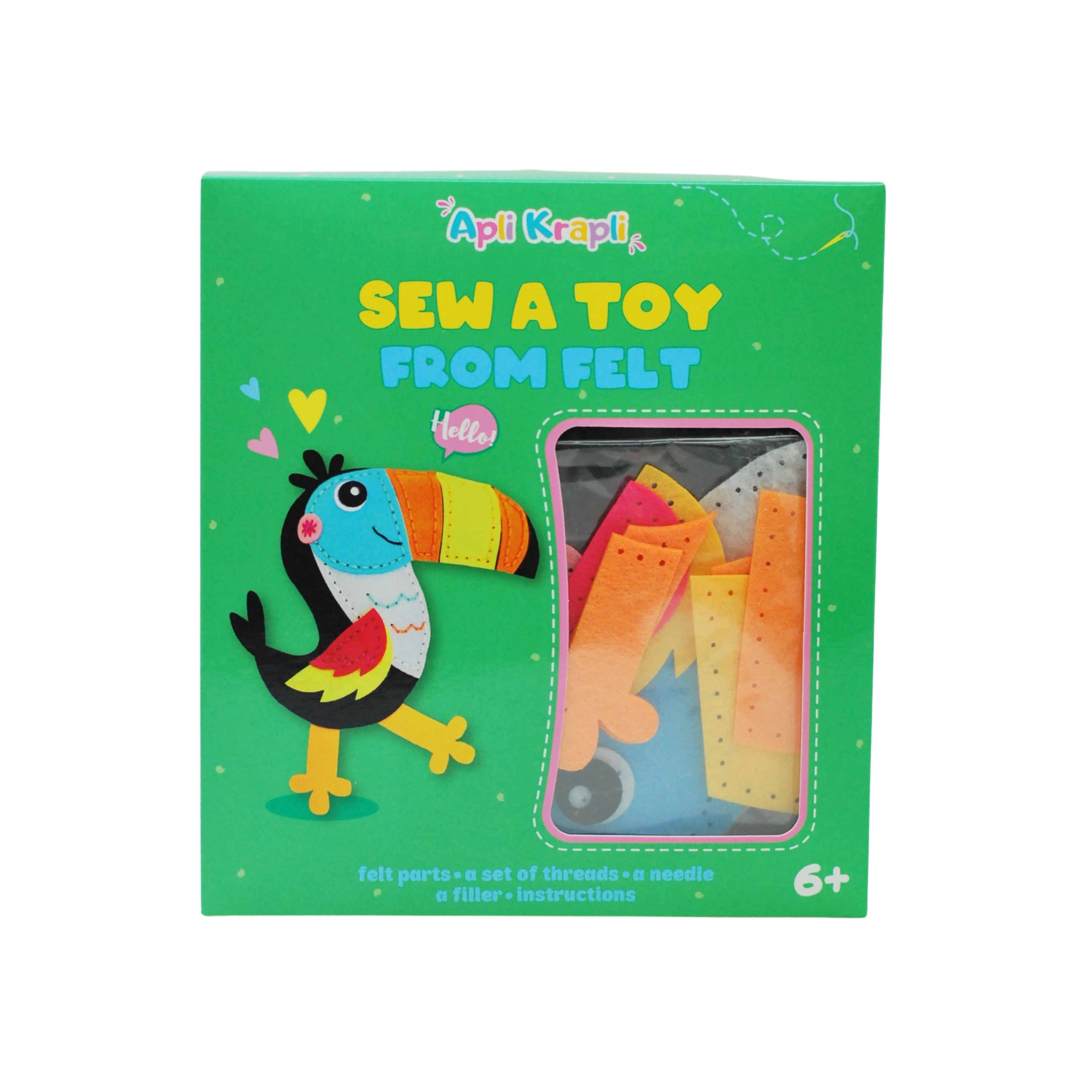 Apli Krapli - Apli Krapli Sewyourself Felt Toy Kit Toucan Precut Felt Stuffing Thread & Safe Needle Ages 6+
