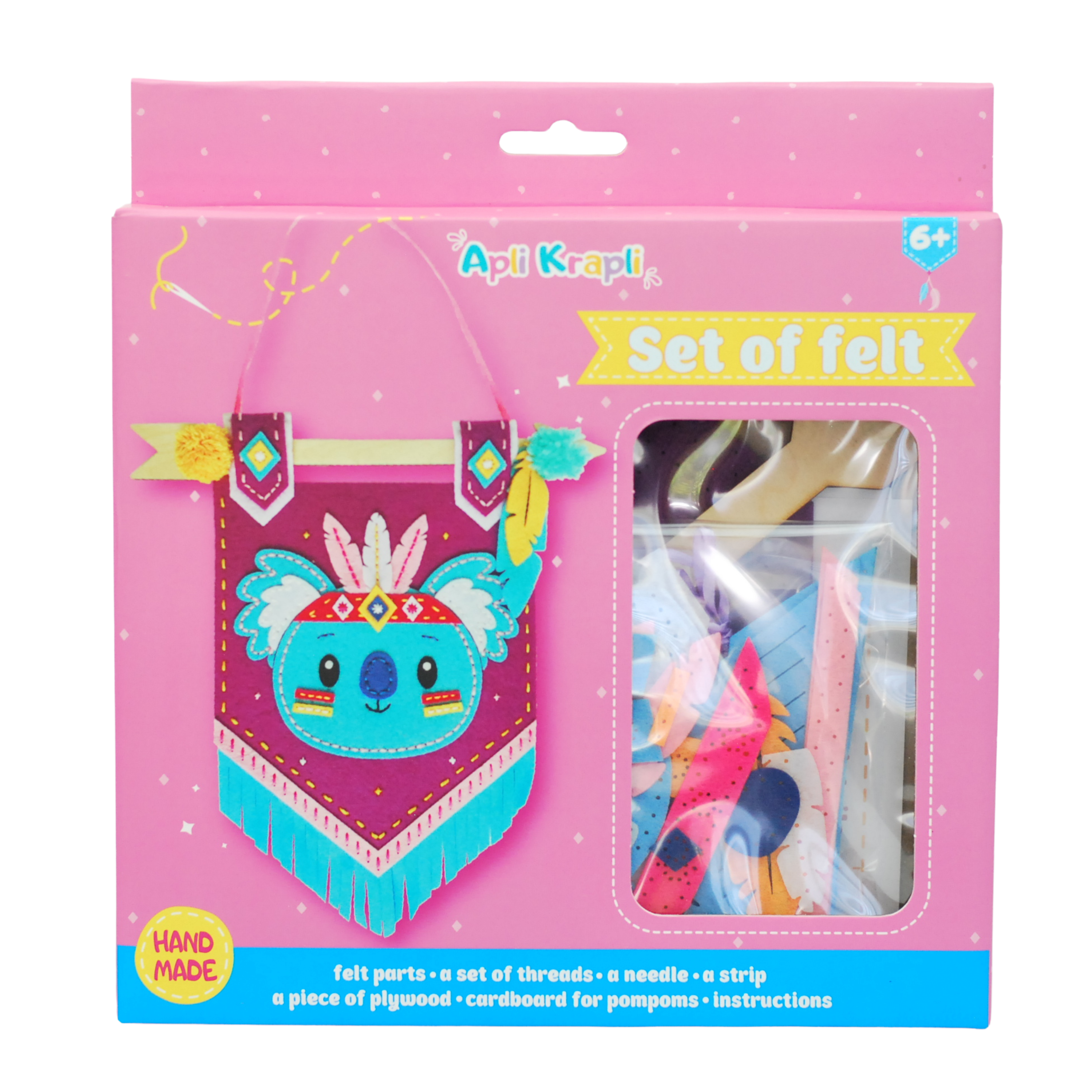 Apli Krapli - Apli Krapli Felt Wall Flag Sewing Kit Koala Precut Felt Thread & Safe Needle Ages 6+