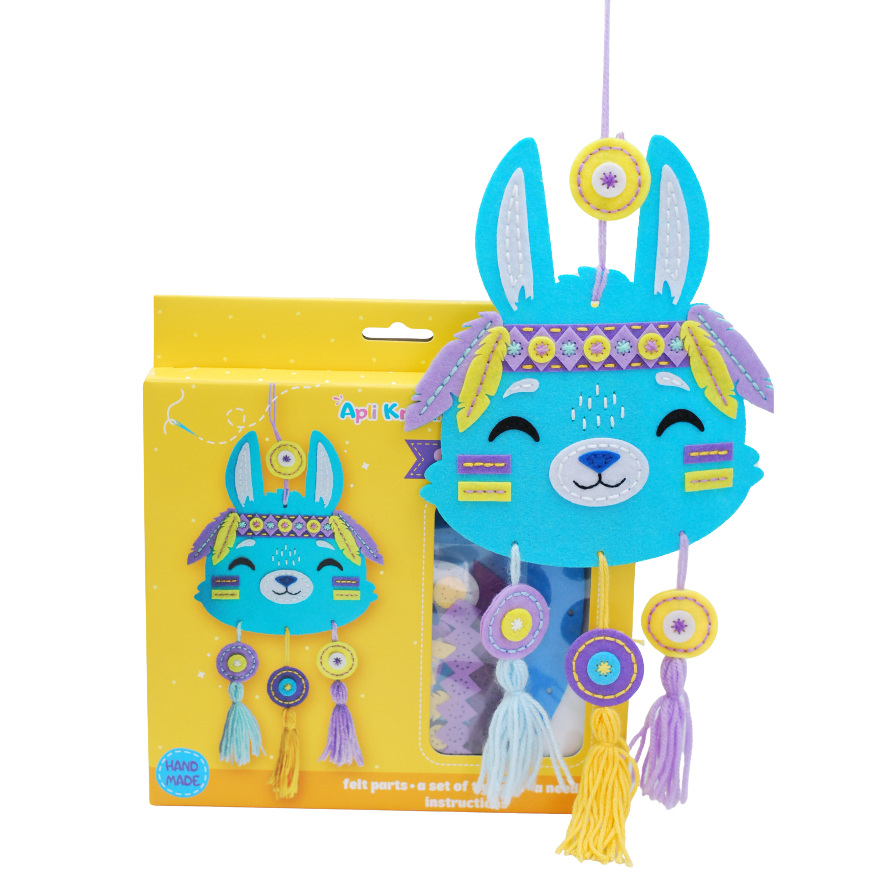 Apli Krapli - Apli Krapli Felt Wall Flag Sewing Kit Bunny Precut Felt Thread & Safe Needle Ages 6+