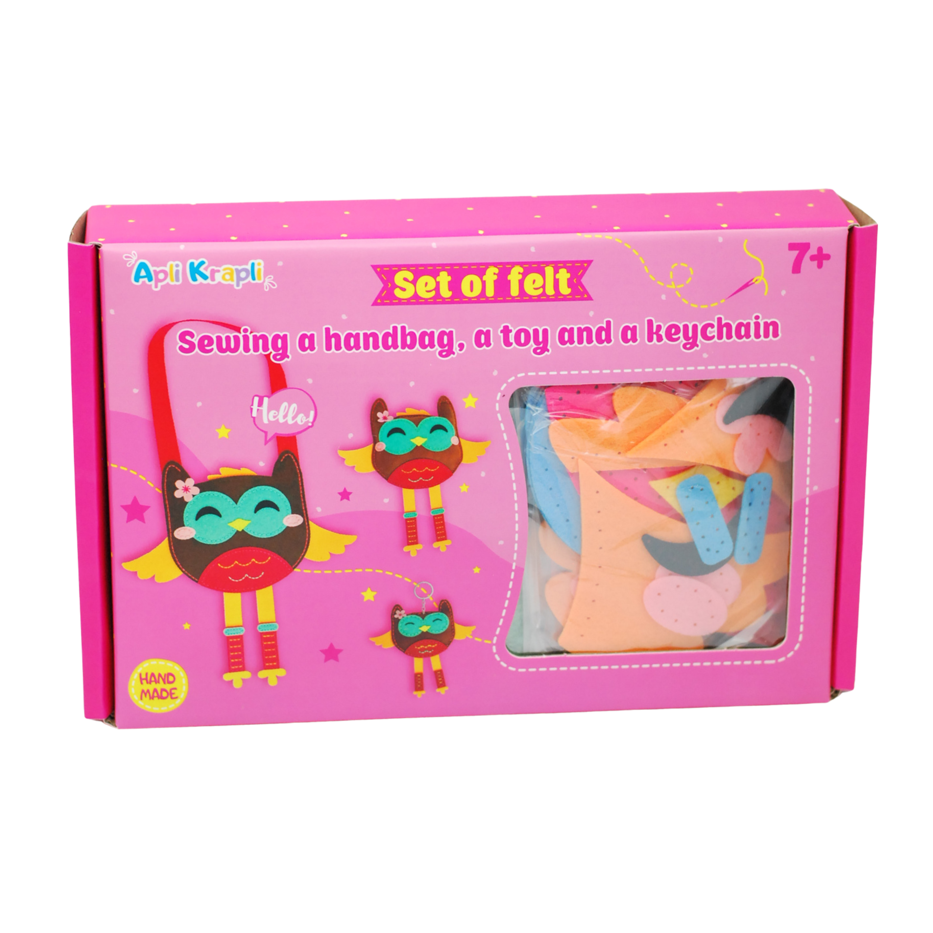 Apli Krapli - Apli Krapli Sewyourself Felt Toy Kit . Sewing A Bag Toy And Keychain Owl Precut Felt Stuffing Thread & Safe Needle Ages 6+
