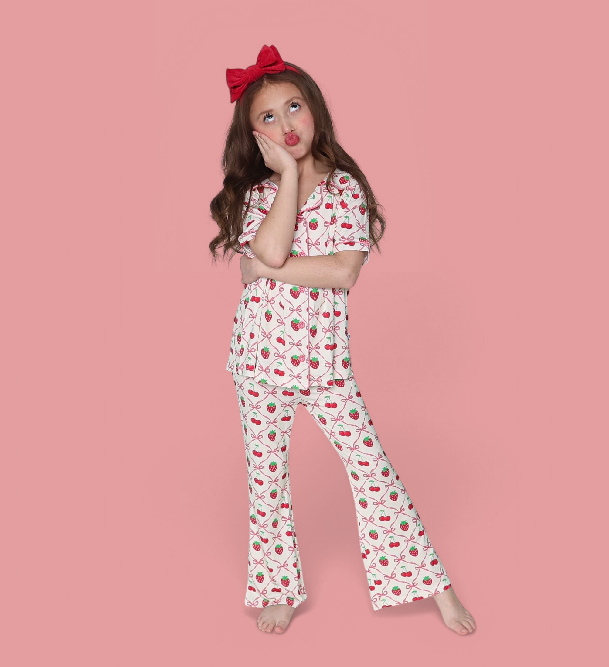 Cherry Bow Berry Dream Girl's Flare Set