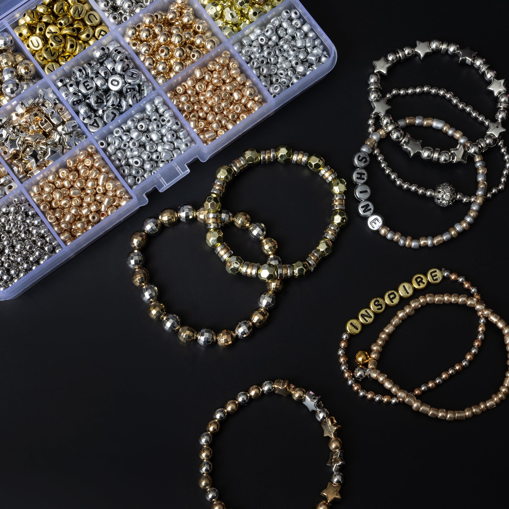 Metallic Mix Gold Letters Diy Bead Box