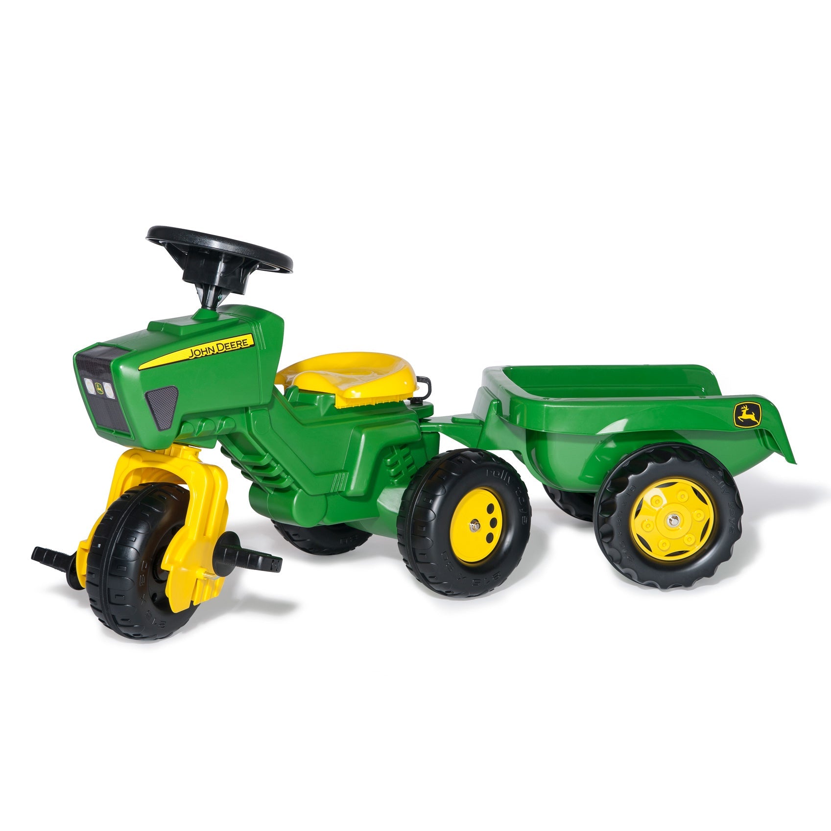 John Deere 3-wheeled Pedal Tractor With Trailer