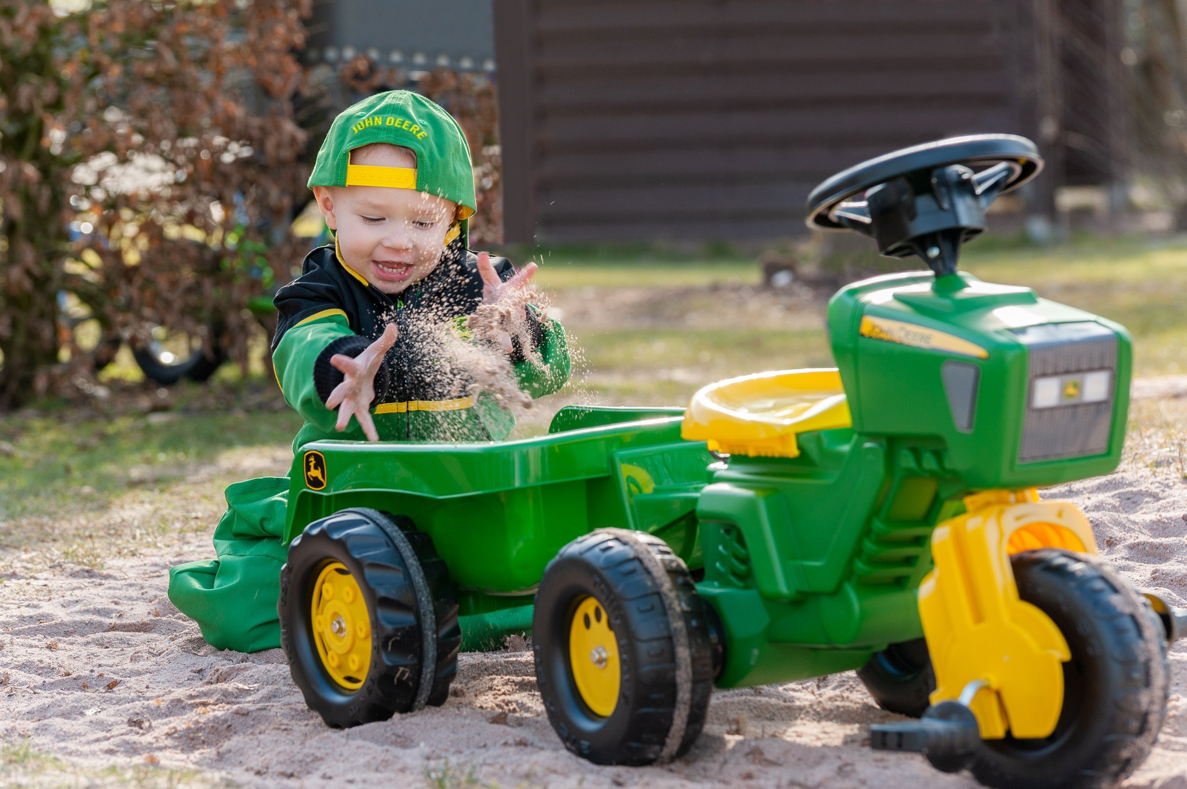 John Deere 3-wheeled Pedal Tractor With Trailer