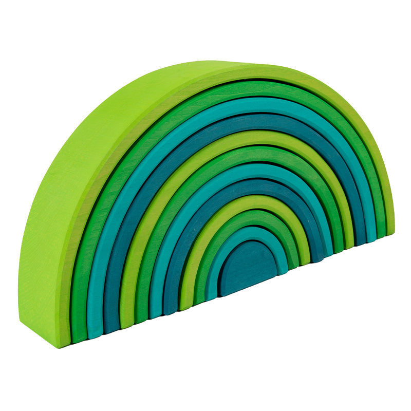 12 Pcs Stained Large Basswood Rainbow Stacking Blocks Meadow Green