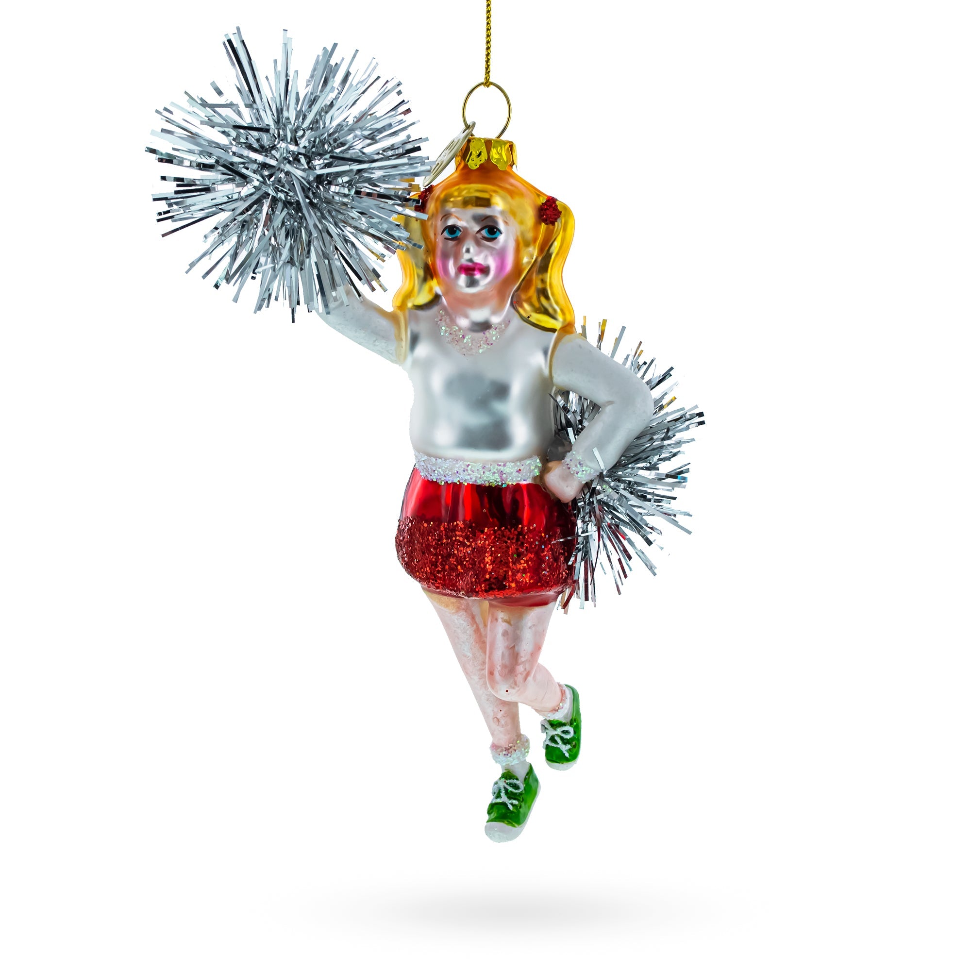 Spirited Spirit: Energetic Cheerleader - Blown Glass Christmas Ornament