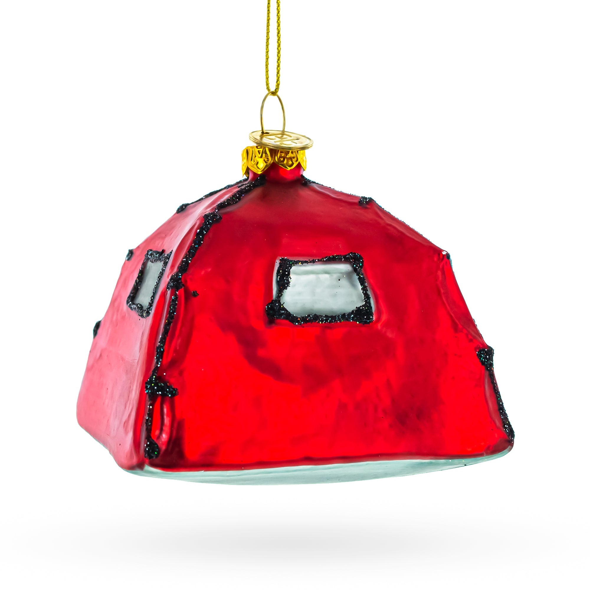 Cozy Camping Tent - Blown Glass Christmas Ornament