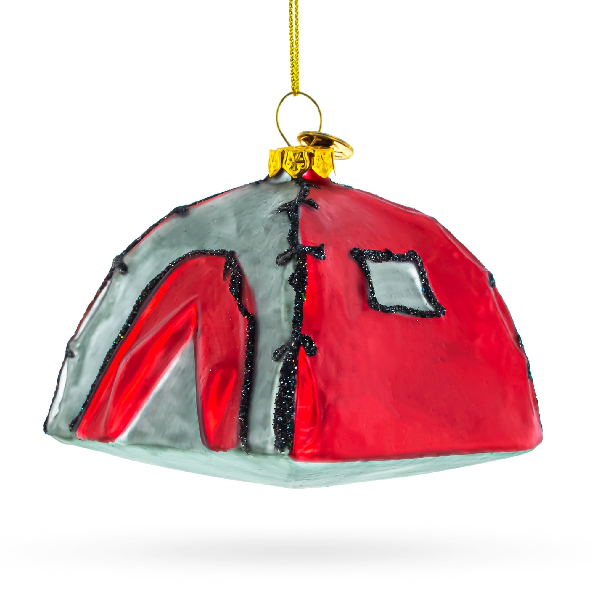 Cozy Camping Tent - Blown Glass Christmas Ornament